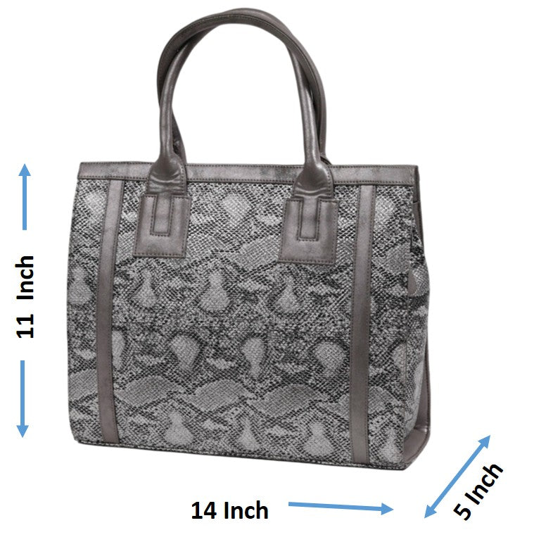 Grey Textured High-Quality PU Handbag