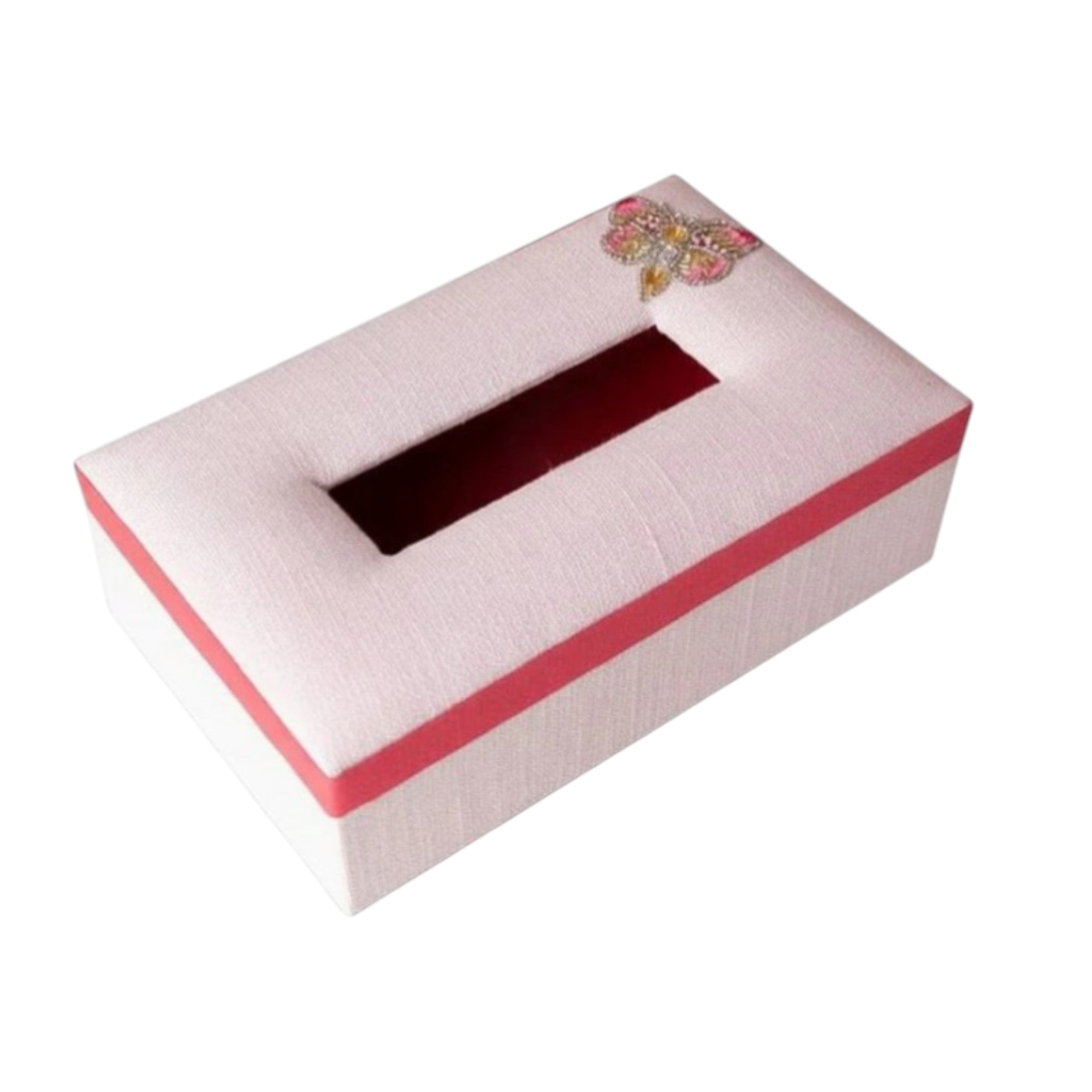 Decorative Tissue Box with Beaded Butterfly Design