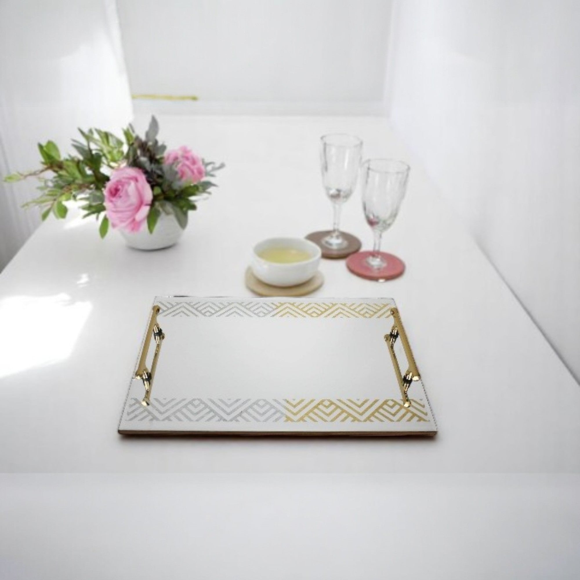 Premium Designer Brown Glass Set of Two Tray