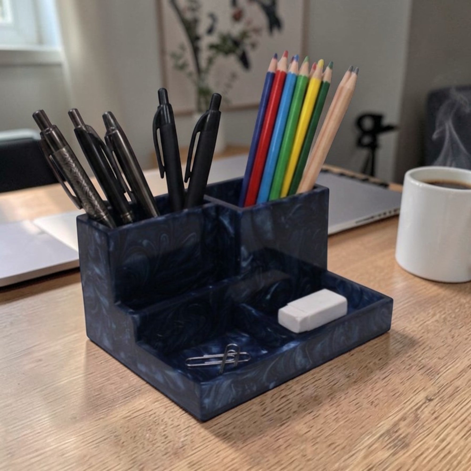  Blue Resin Multipurpose Stationery & makeup Holder 