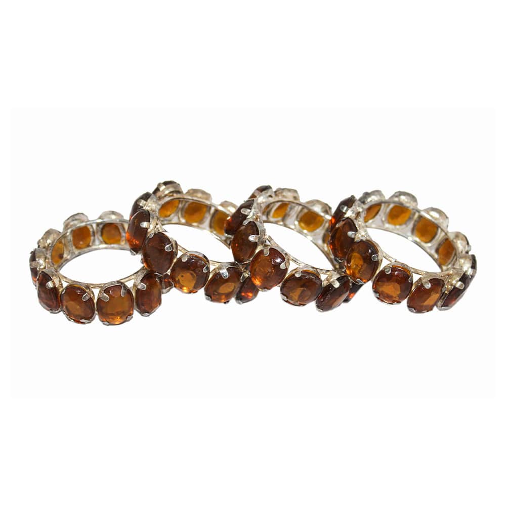 Brown Jewelled Napkin Ring Set of Four