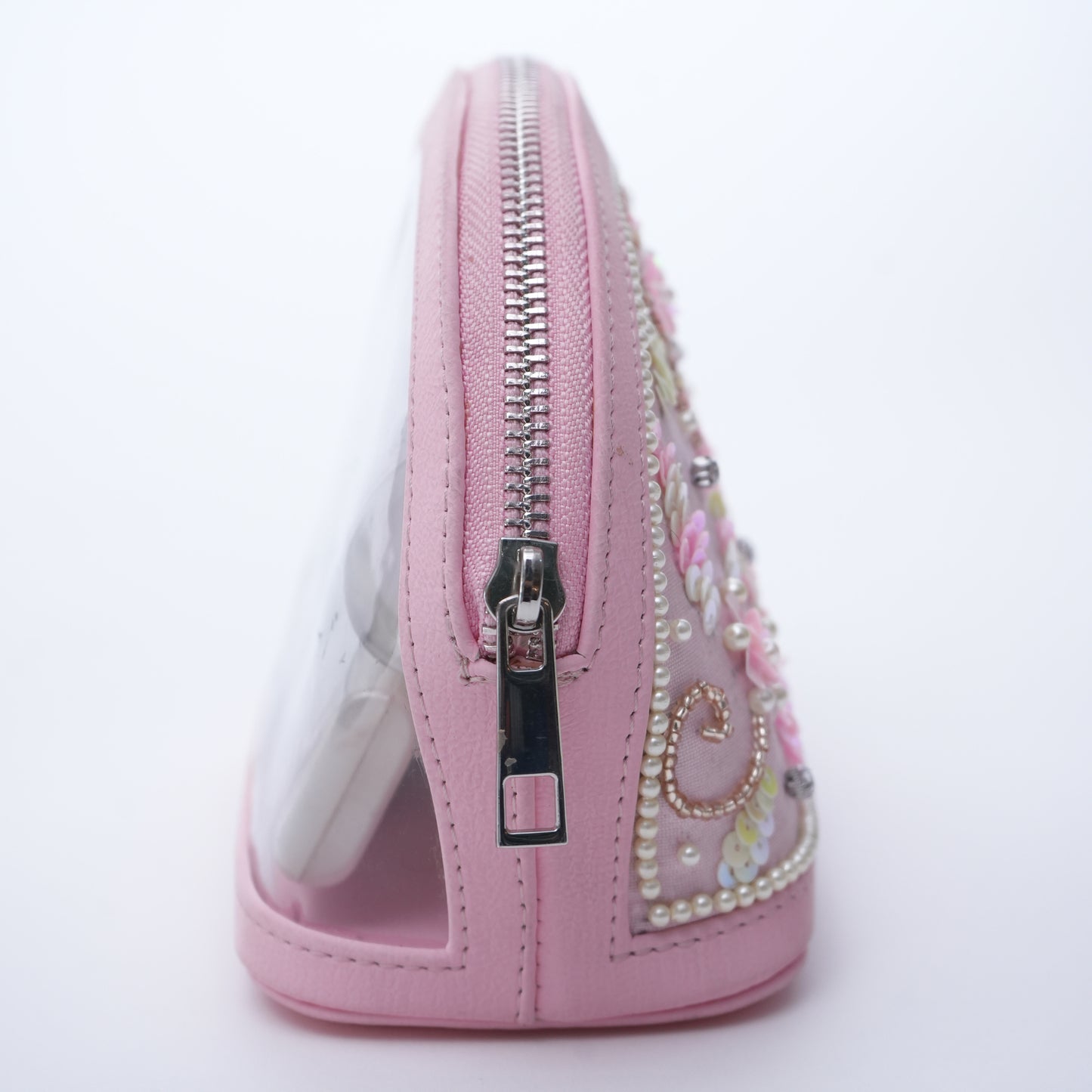 Pink Embroidered Make-Up Pouch