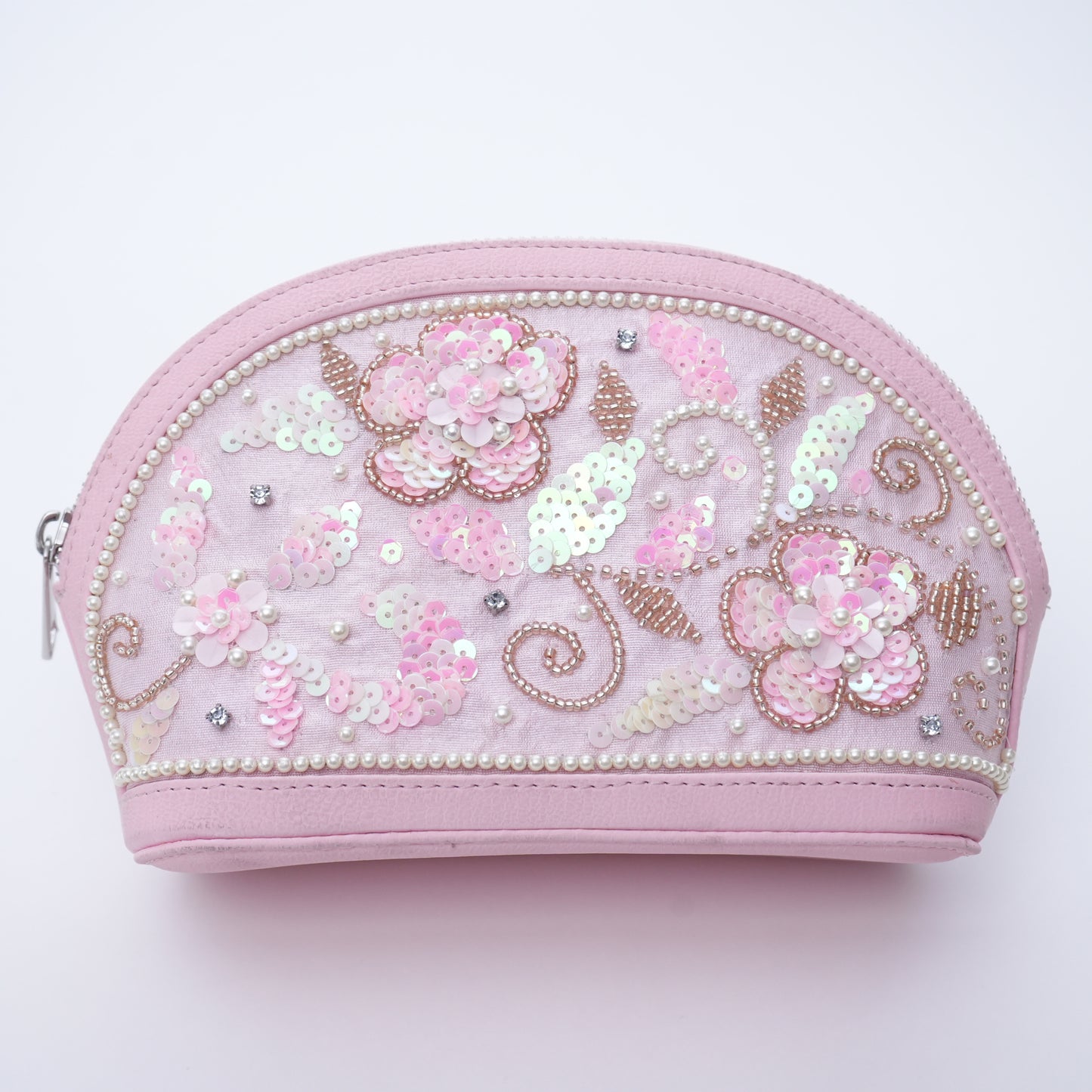 Pink Embroidered Make-Up Pouch