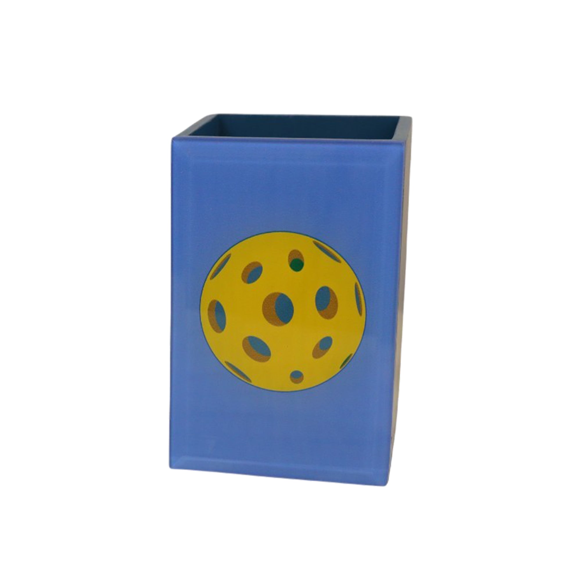 Premium Glass Pen Holder with Pickle Ball Design