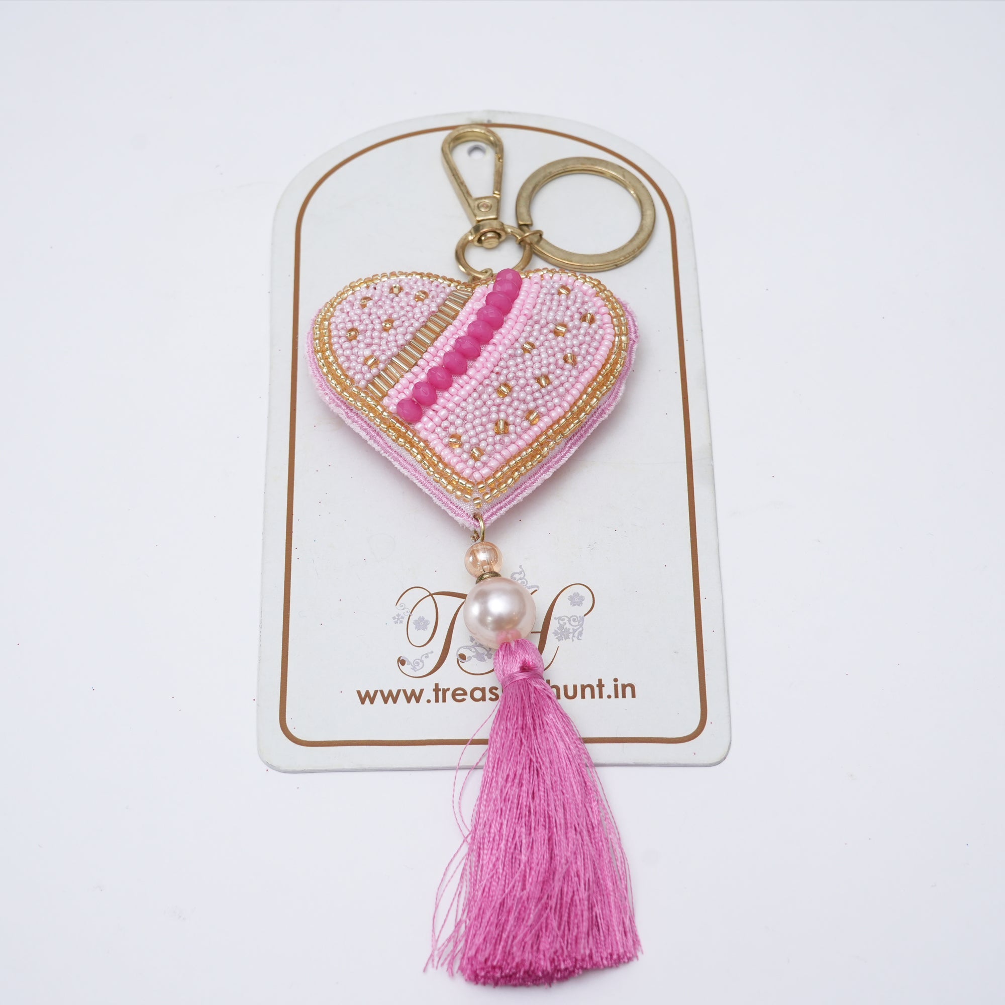 Heart shaped Hand Embroidered Bag Charm for Valentine's Day