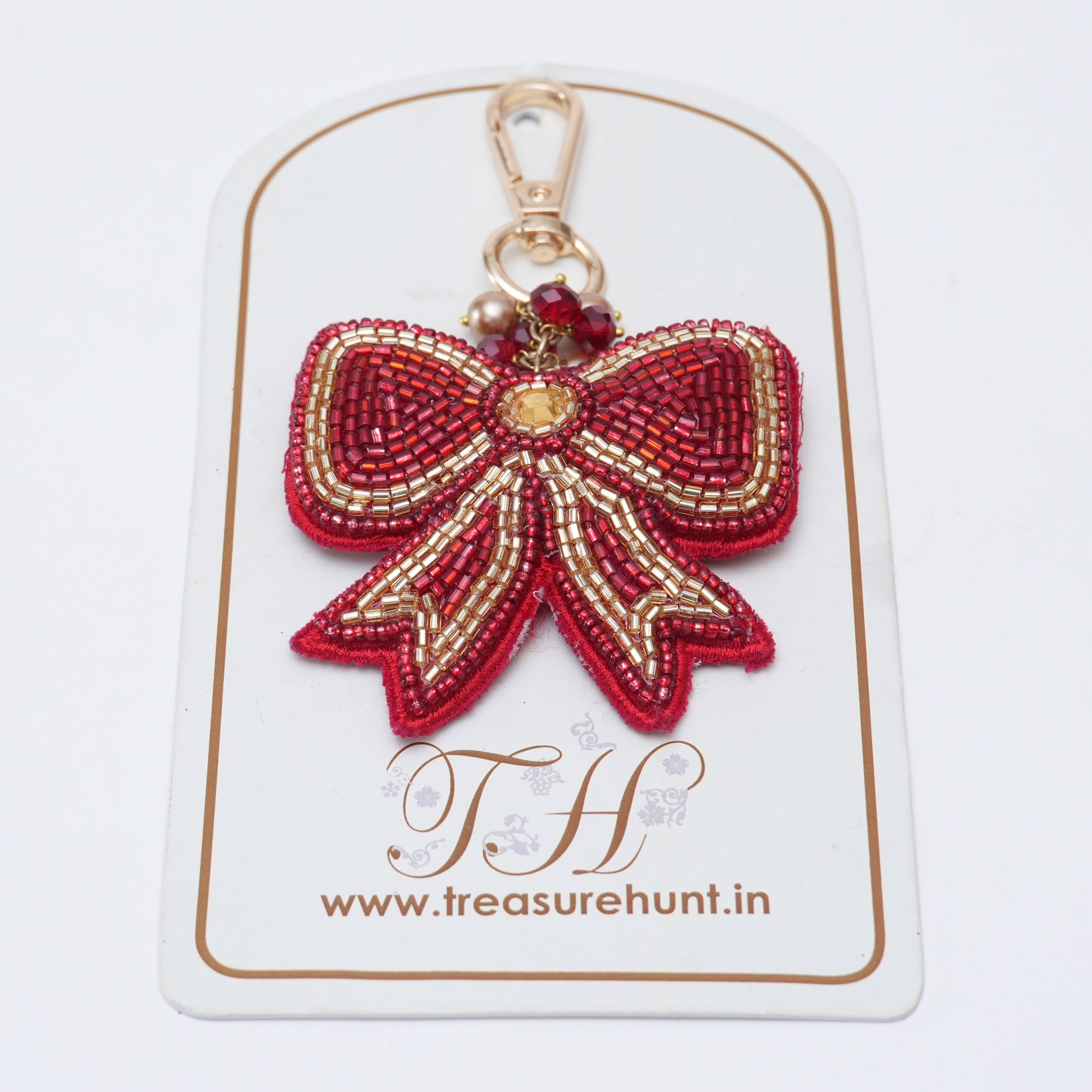  Bow Shaped Hand Embroidered Bag Charm for Valentine's Day 