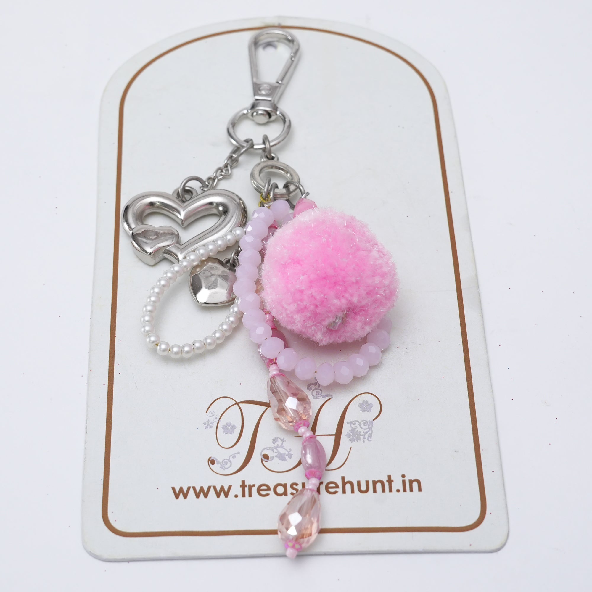  Pink Beaded Bag Charm for Valentine's Day 