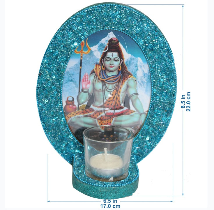 Decorative Lord Shiva Blessings Turquoise Color Photo Frame (5x7 Inches)-TH-251