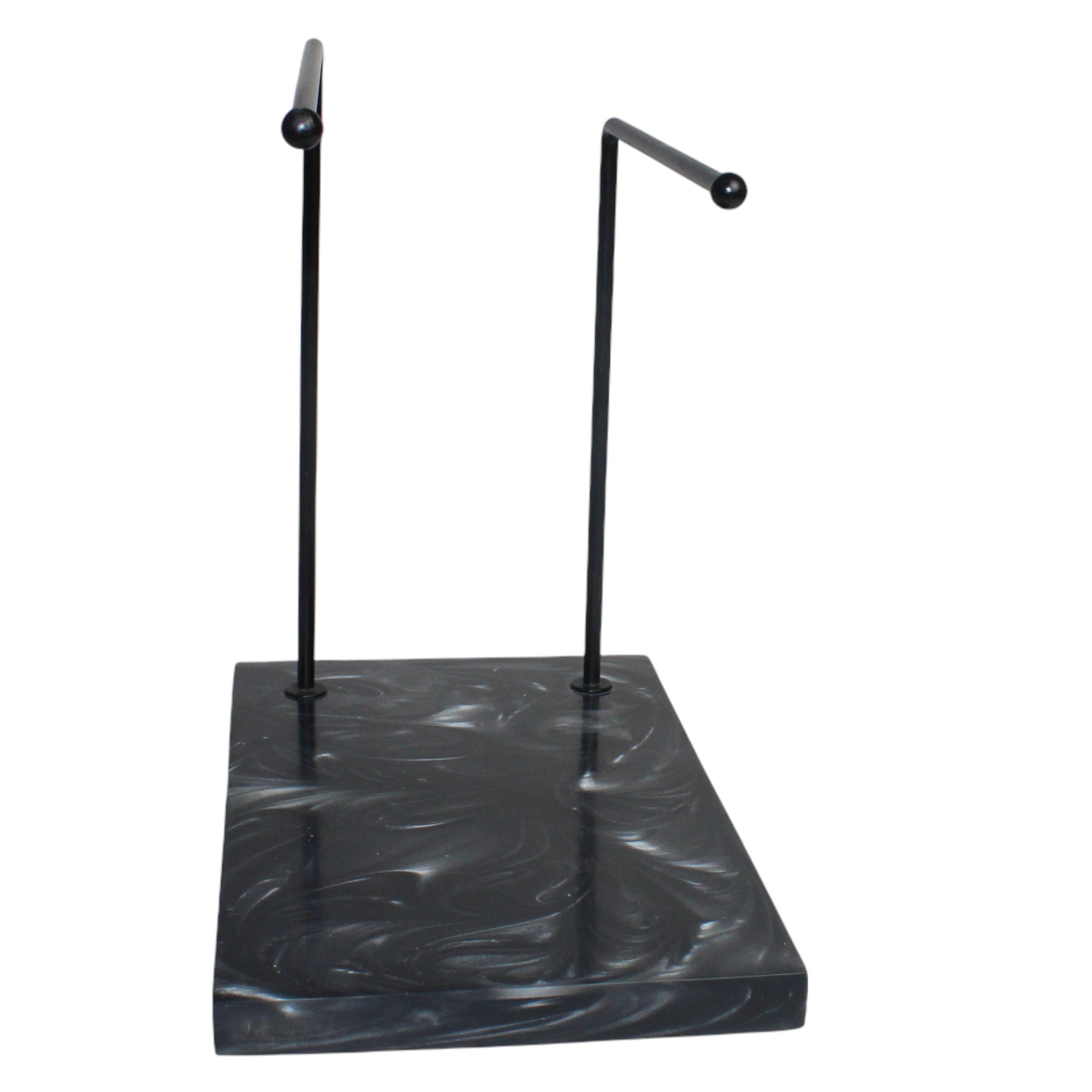 Dual Black Powder Coated Metal Towel Stand With Black Resin Base