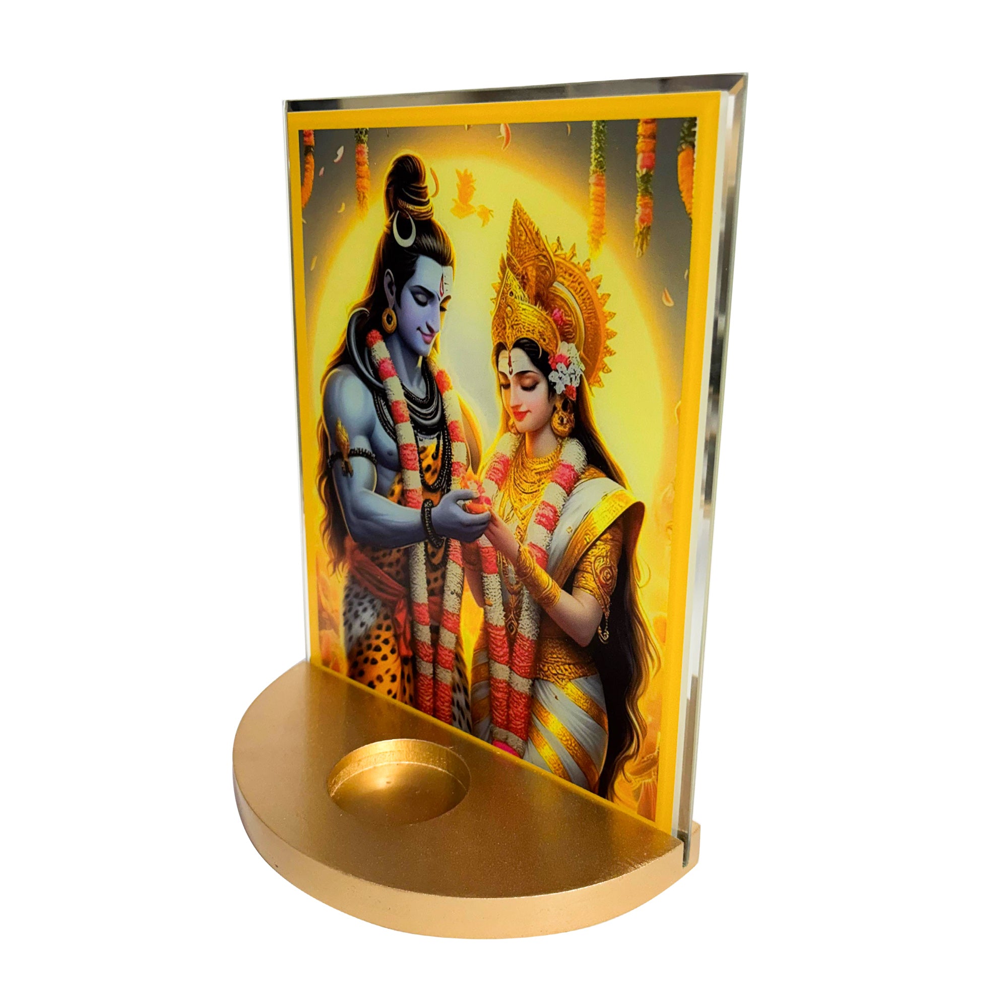 Designer Glass Mahadev with Maa Parvati Tabletop for Blessings-TH-5684