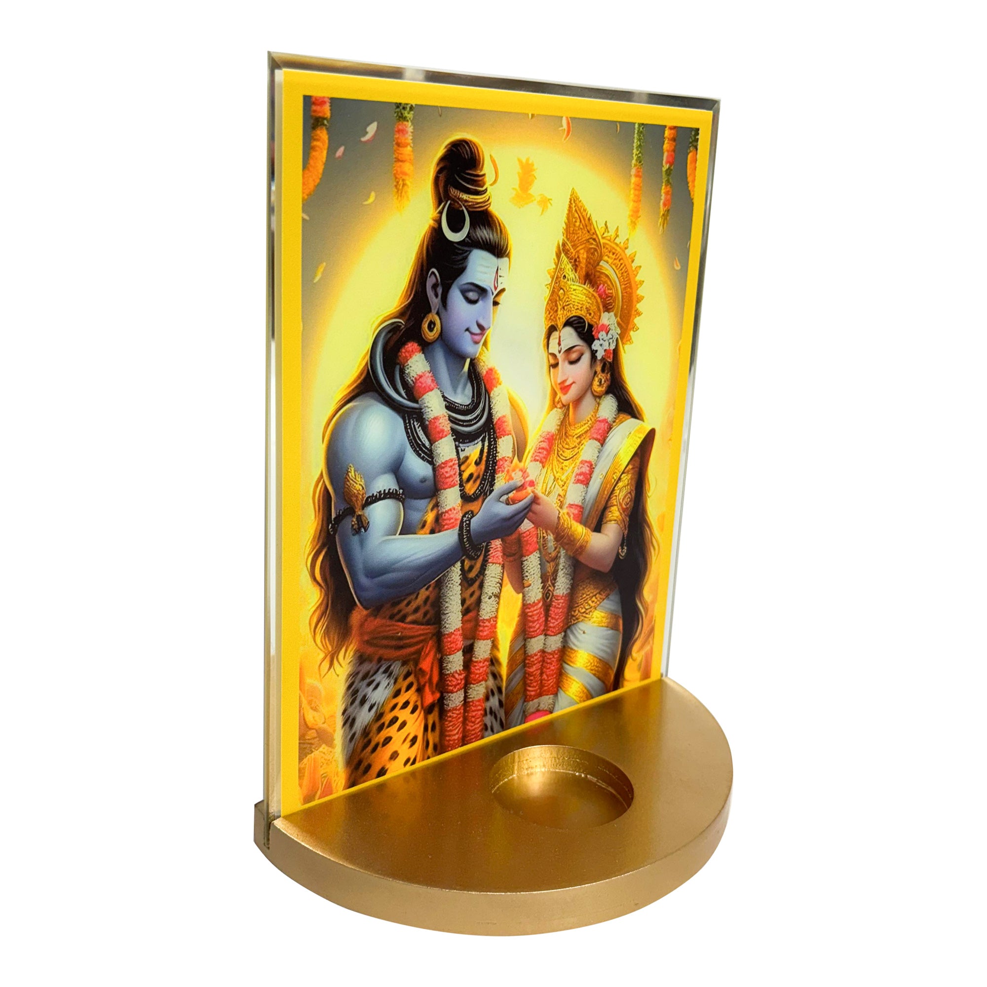 Designer Glass Mahadev with Maa Parvati Tabletop for Blessings-TH-5684