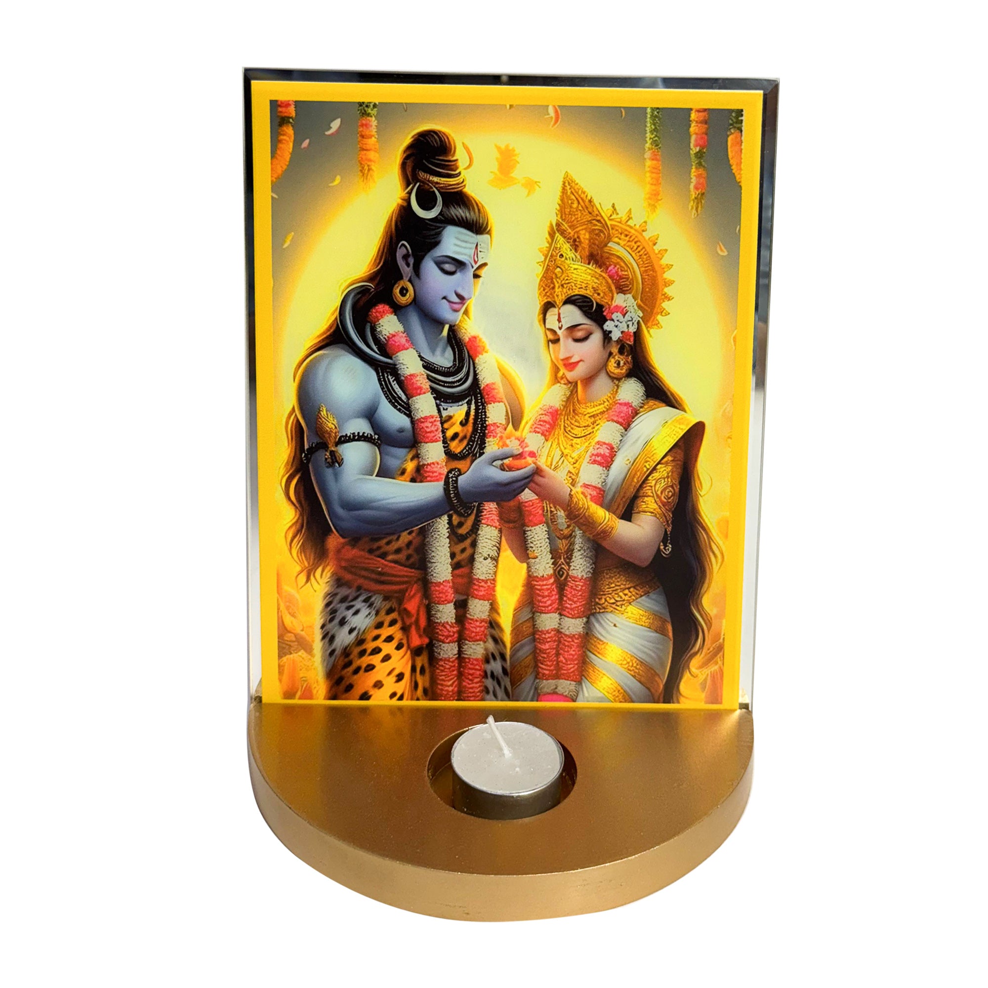 Designer Glass Mahadev with Maa Parvati Tabletop for Blessings-TH-5684