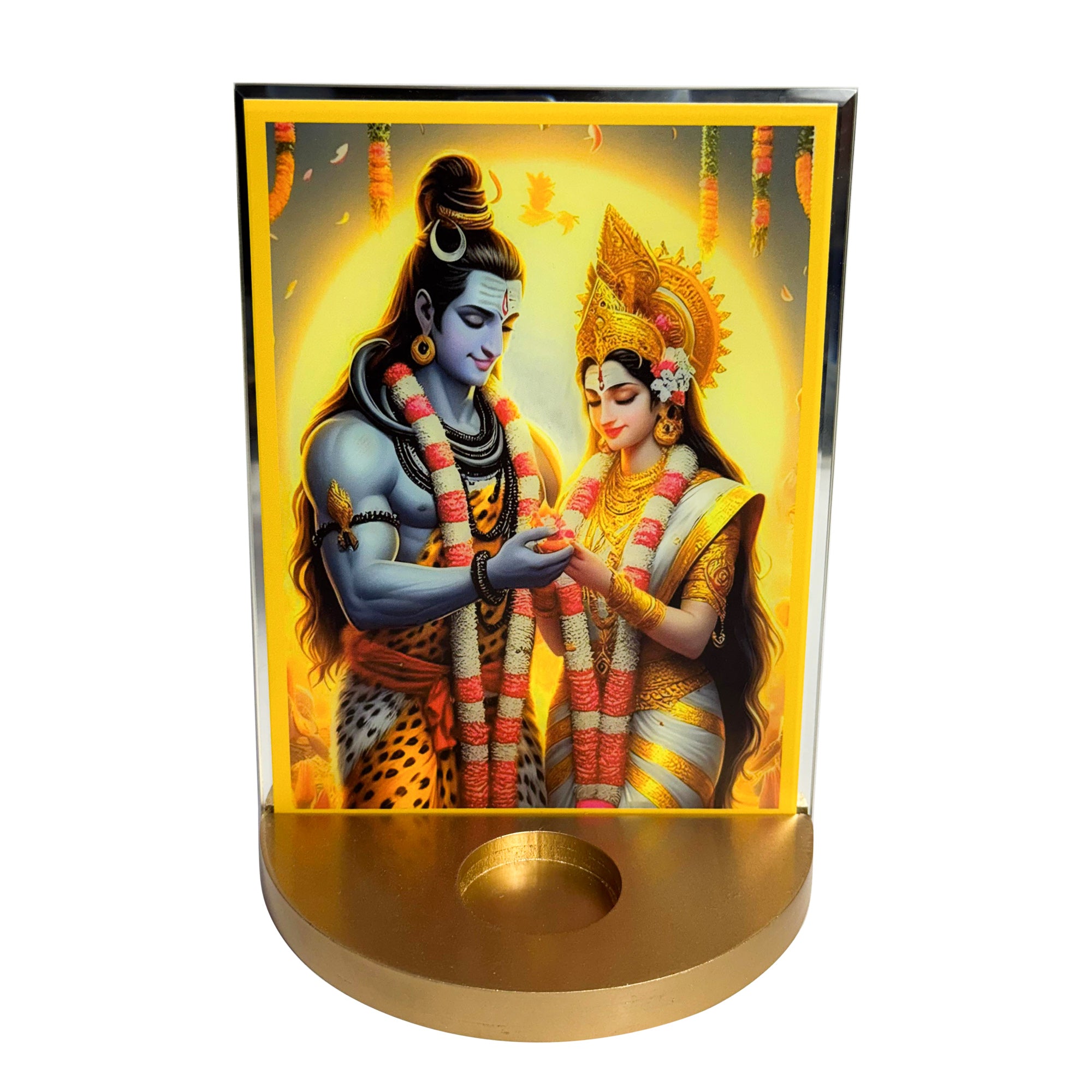 Designer Glass Mahadev with Maa Parvati Tabletop for Blessings-TH-5684