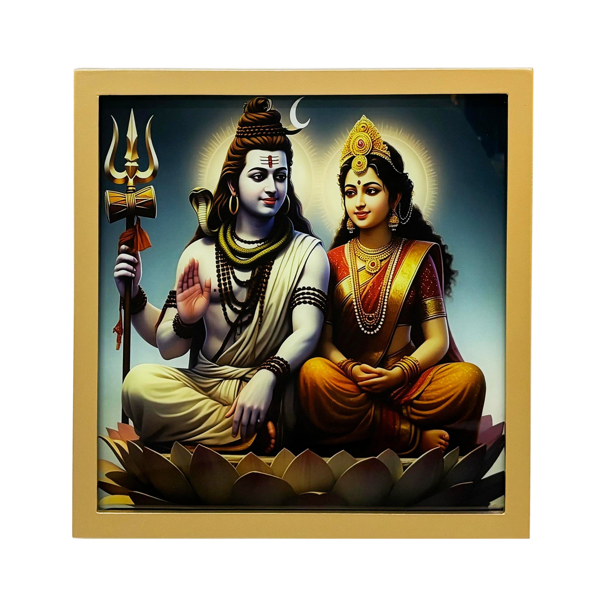 Designer Glass Lord Shiva & Maa Parvati Wall Decor for Blessings - TH-5686