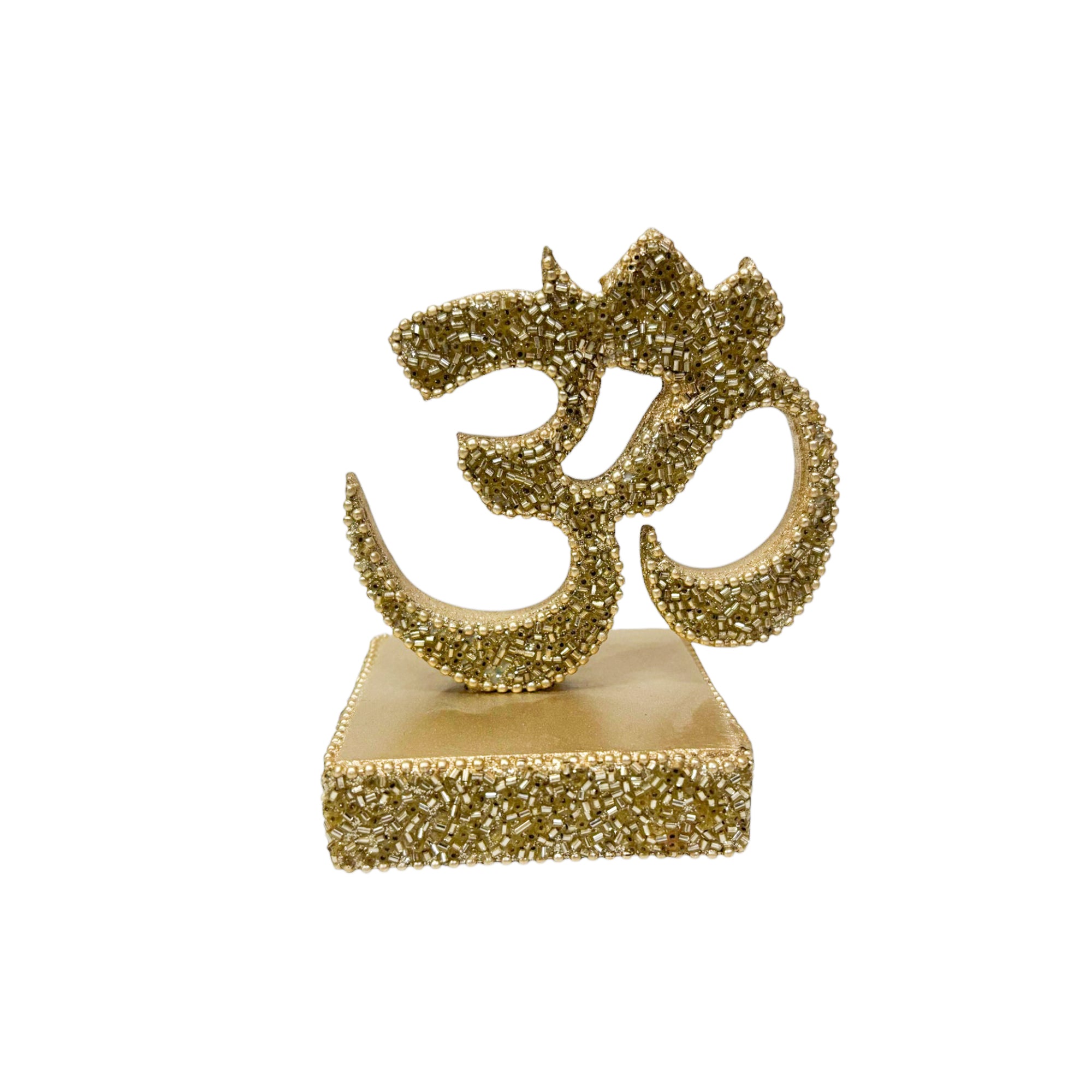 Decorative “Om & Omkara” with Glitter,  Religious Table Décor in Gold Colour-TH-5692