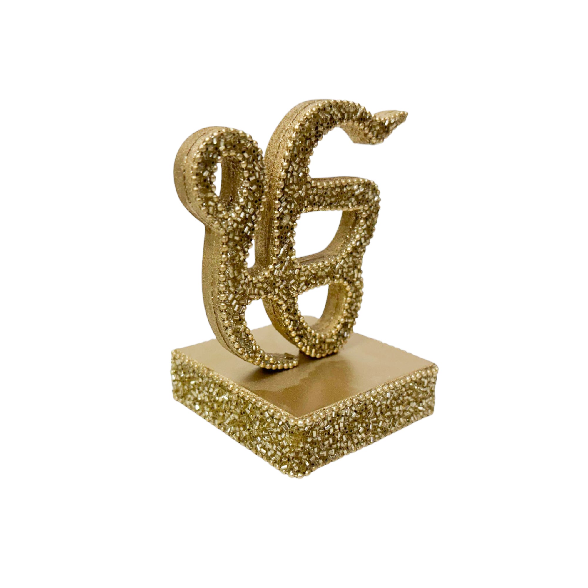 Decorative “Om & Omkara” with Glitter,  Religious Table Décor in Gold Colour-TH-5692