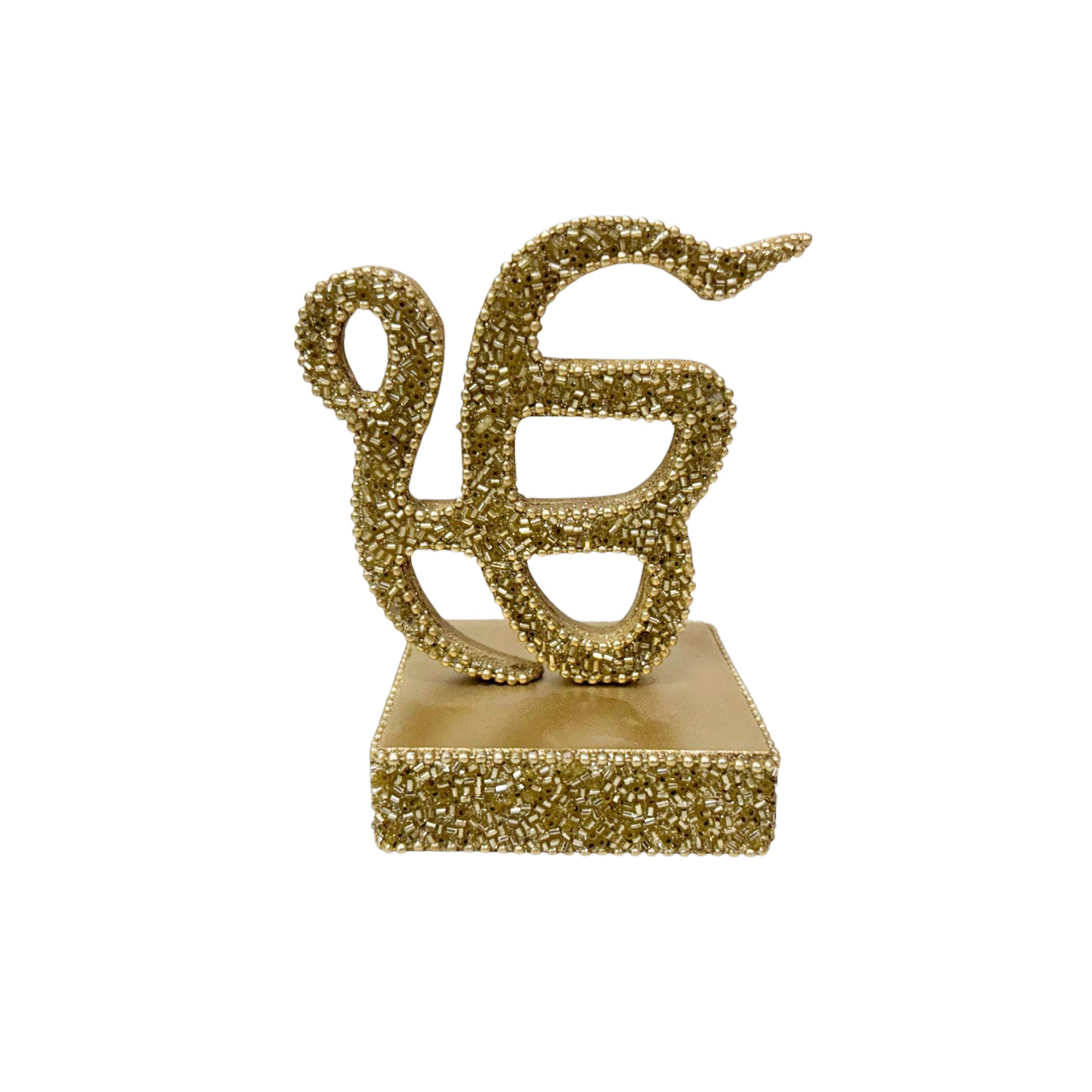 Decorative “Om & Omkara” with Glitter,  Religious Table Décor in Gold Colour-TH-5692