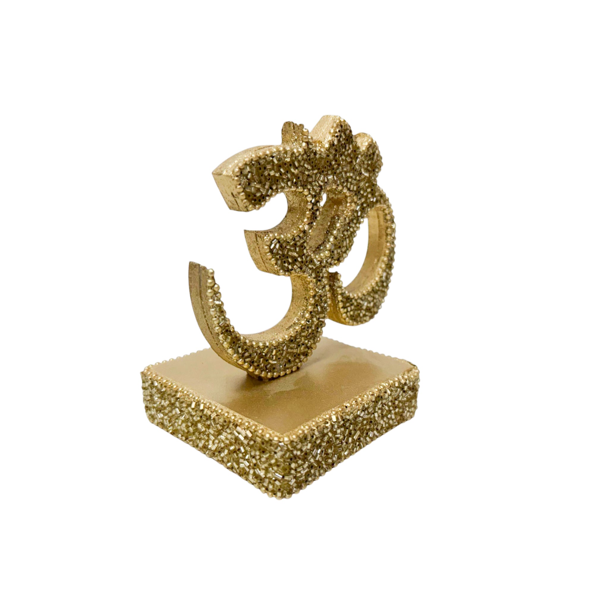 Decorative “Om & Omkara” with Glitter,  Religious Table Décor in Gold Colour-TH-5692