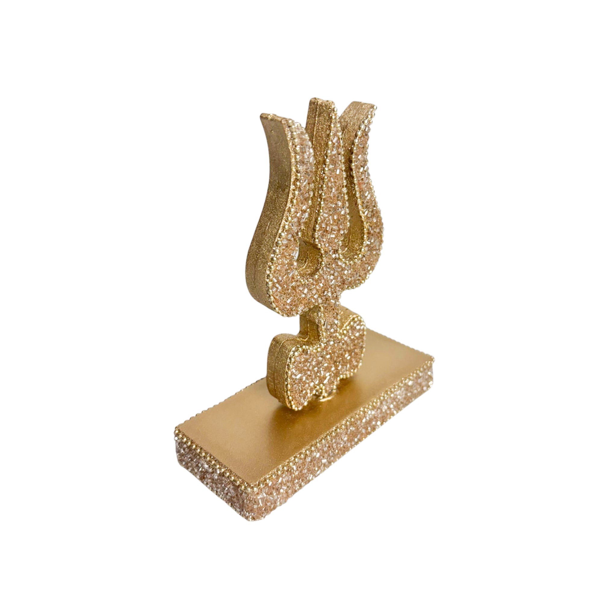 Decorative Lord Shiva Trishul with Glitter, Gold Color, Religious Table Décor