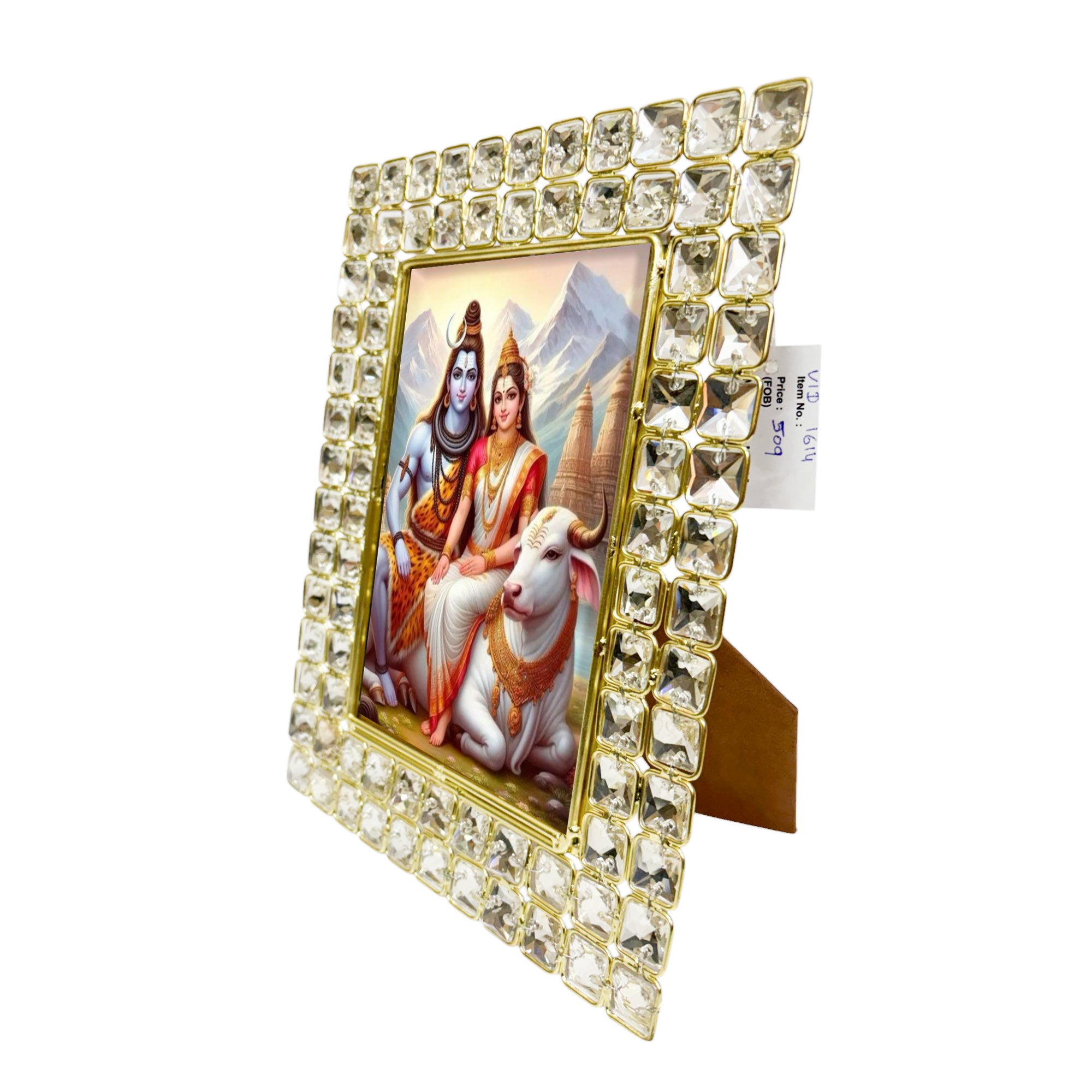 Jewelled Handcrafted Lord Shiva & Parvati Ji Photo Frame for blessing-TH-5708