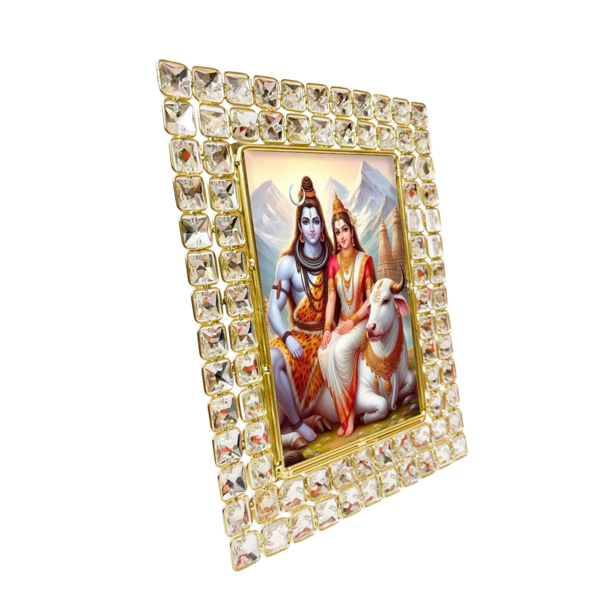 Jewelled Handcrafted Lord Shiva & Parvati Ji Photo Frame for blessing