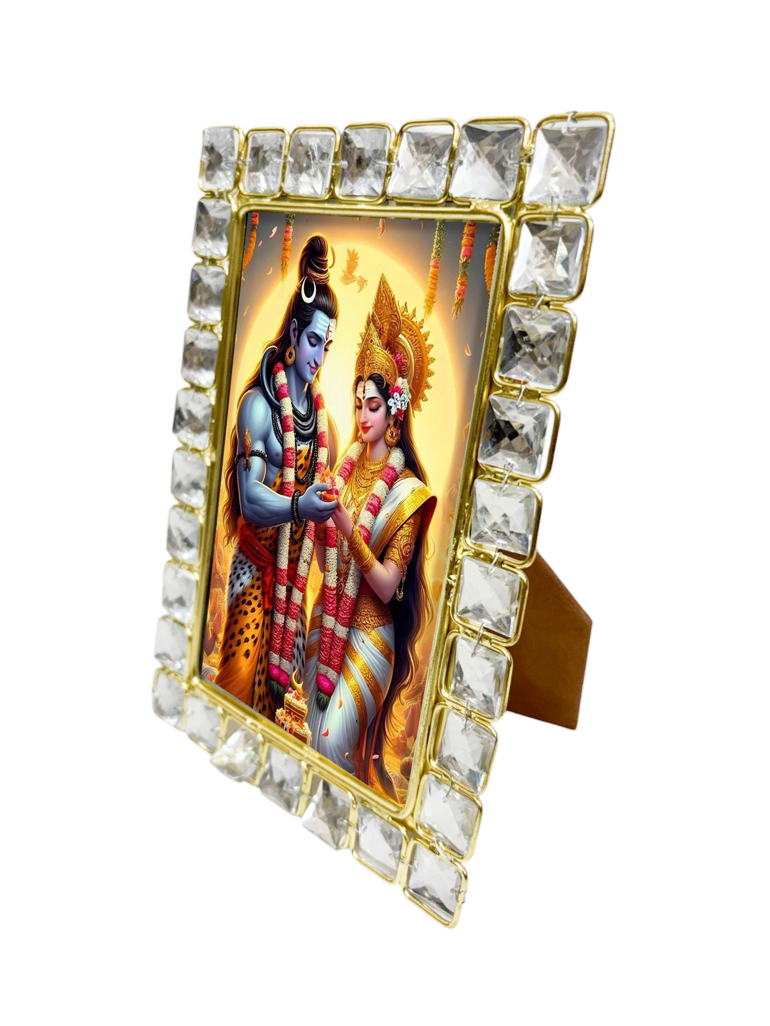 Jewelled Handcrafted Lord Shiva & Parvati Ji Photo Frame for Blessings (4x6 Inches)-TH-5707