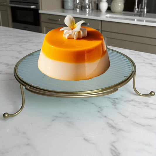 Metal Serving Food Platter with Designer Glass Tray