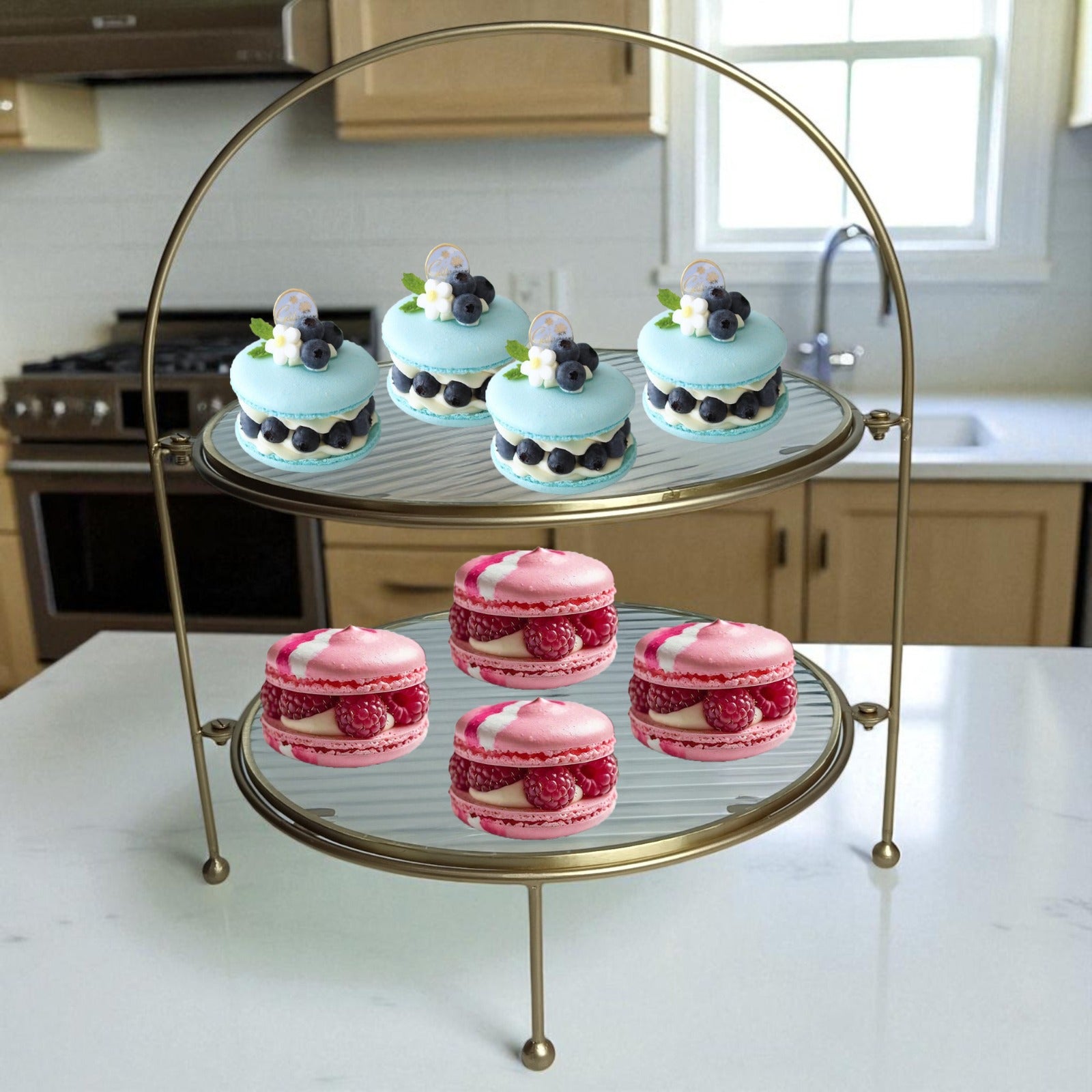 Metal Serving Food Platter with Designer Glass