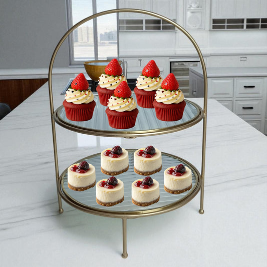 Metal Serving Food Platter with Designer Glass