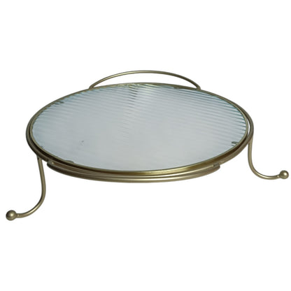 Metal Serving Food Platter with Designer Glass Tray