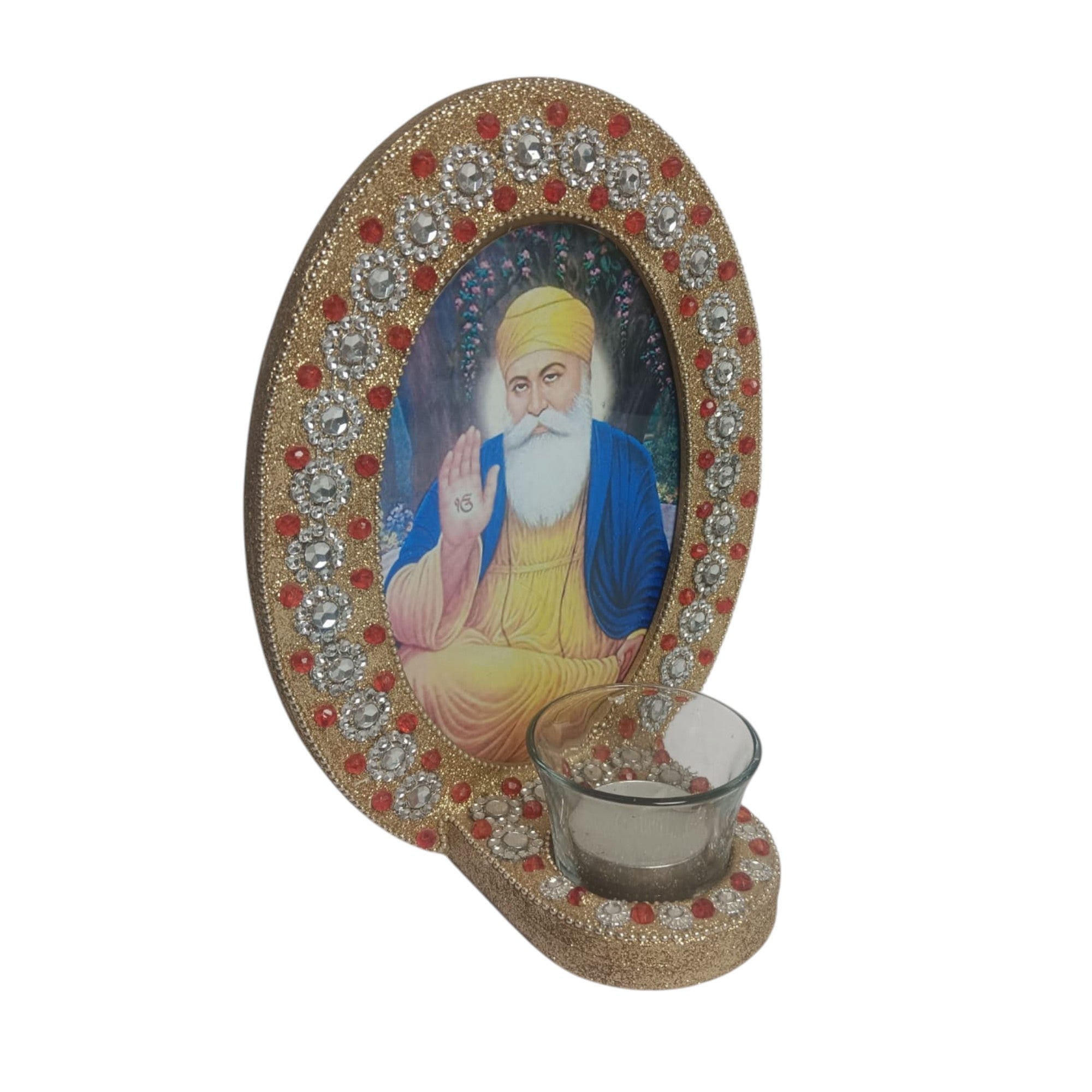 Guru Nanak Ji Picture Frame with Tealight for Blessings
