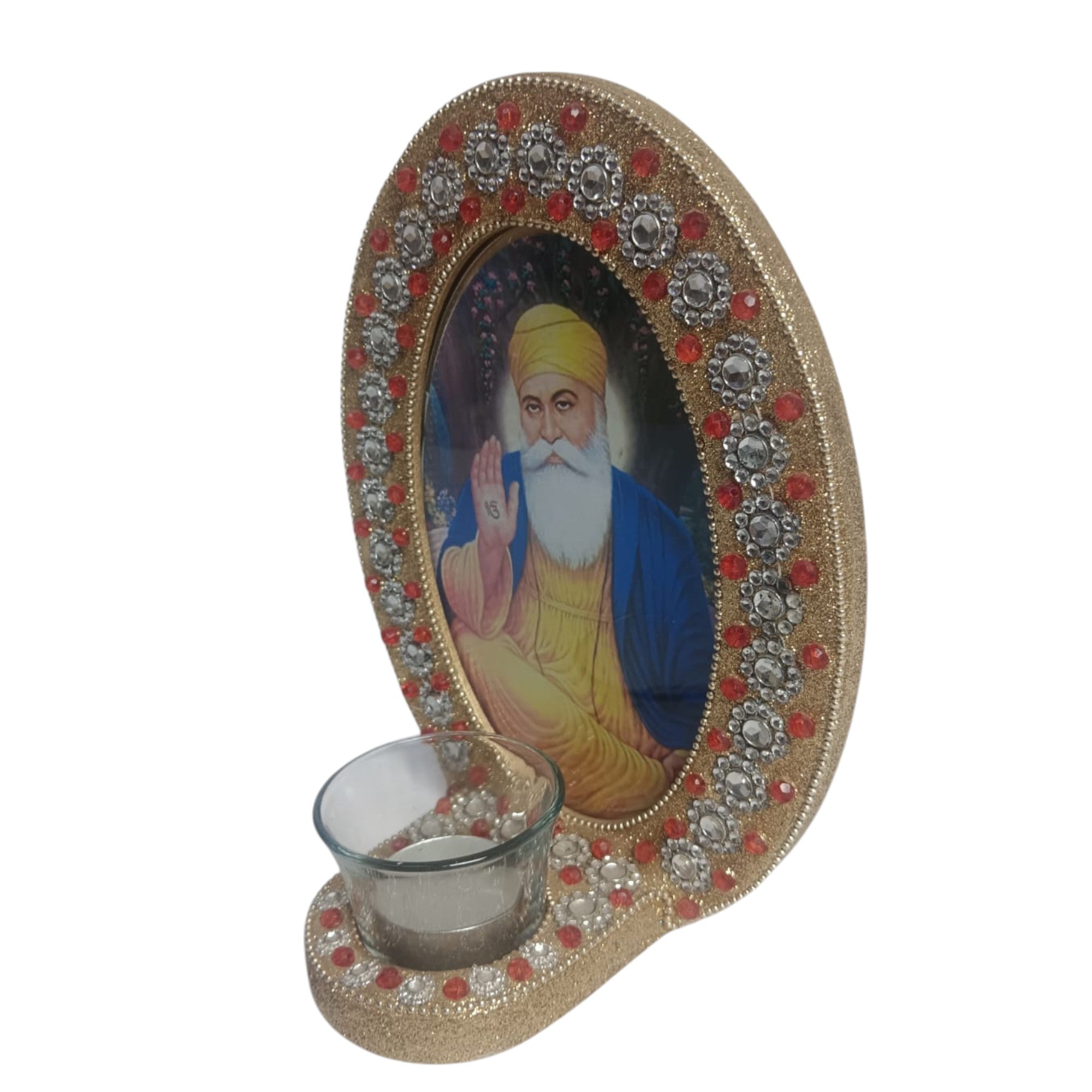 Guru Nanak Ji Picture Frame with Tealight for Blessings