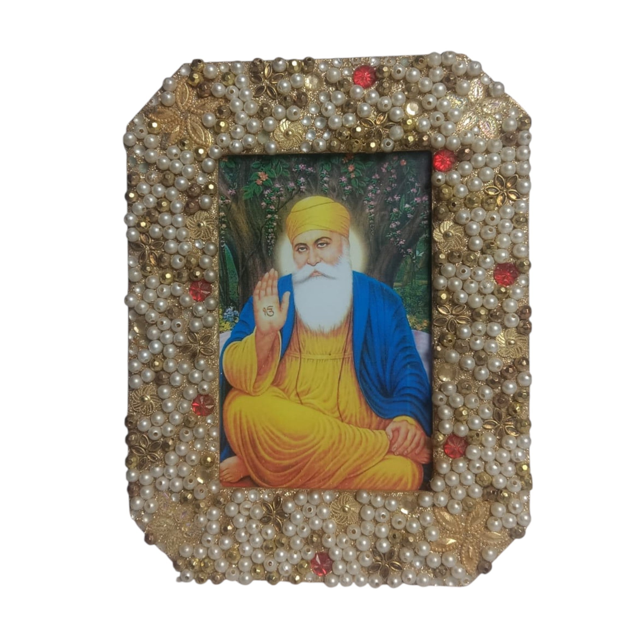 Guru Nanak Ji Multi Color Beaded Photo Frame for Blessings