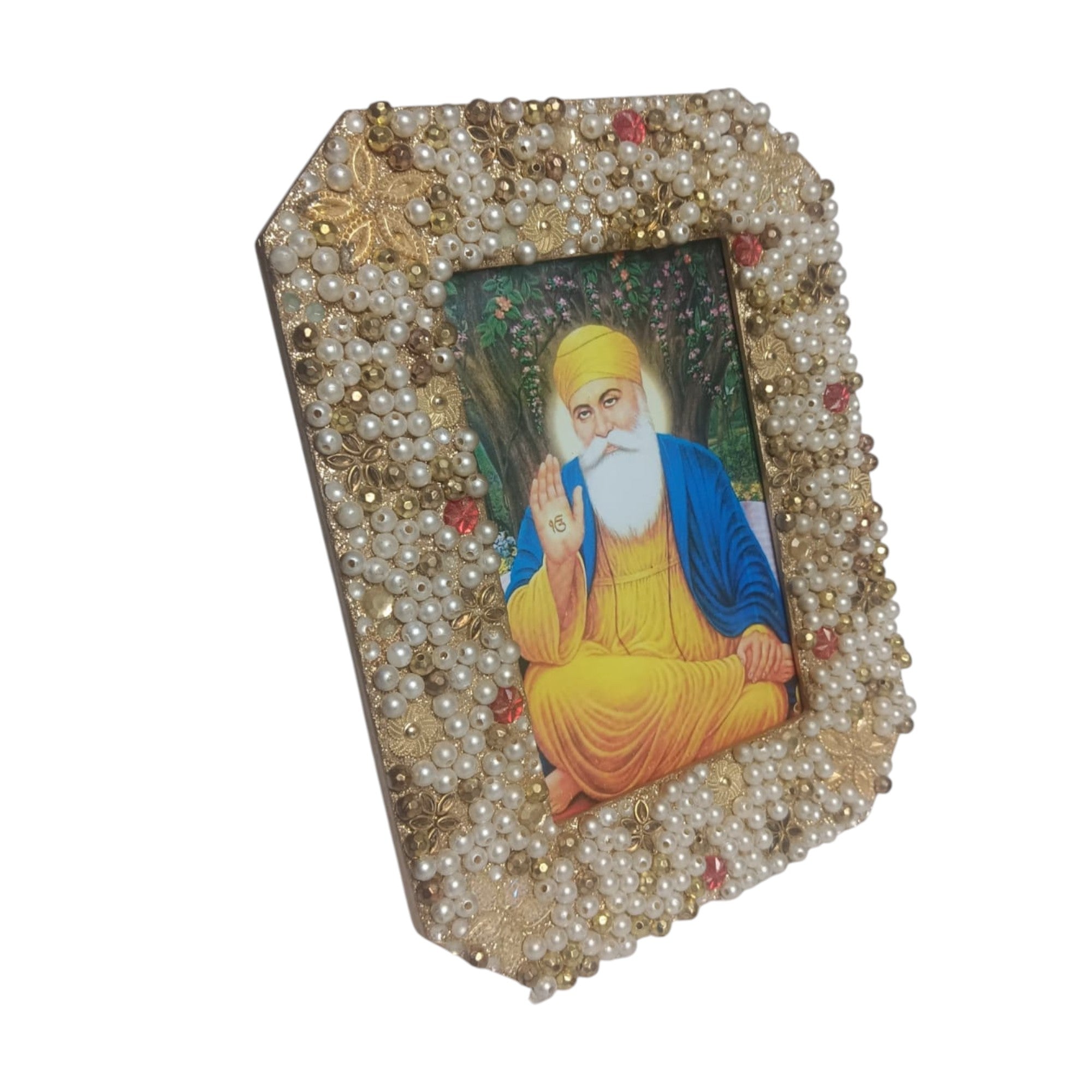 Guru Nanak Ji Multi Color Beaded Photo Frame for Blessings