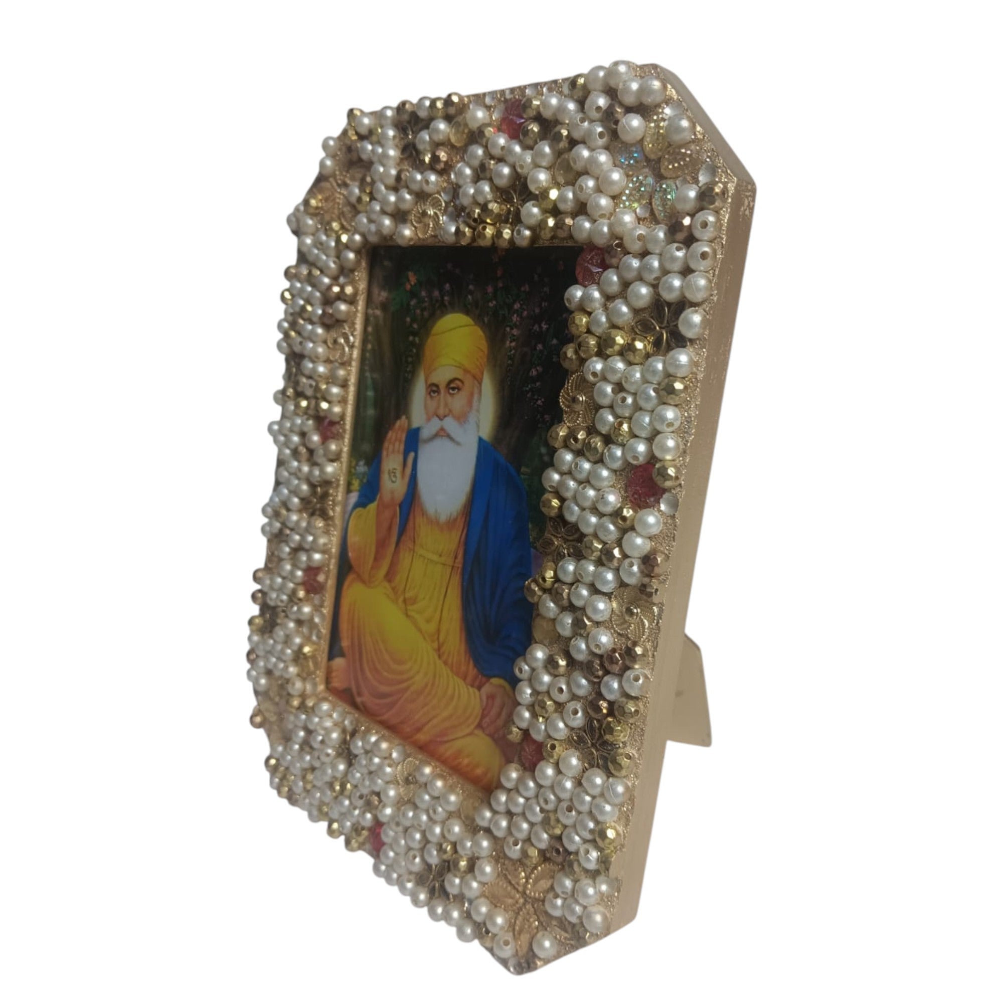 Guru Nanak Ji Multi Color Beaded Photo Frame for Blessings