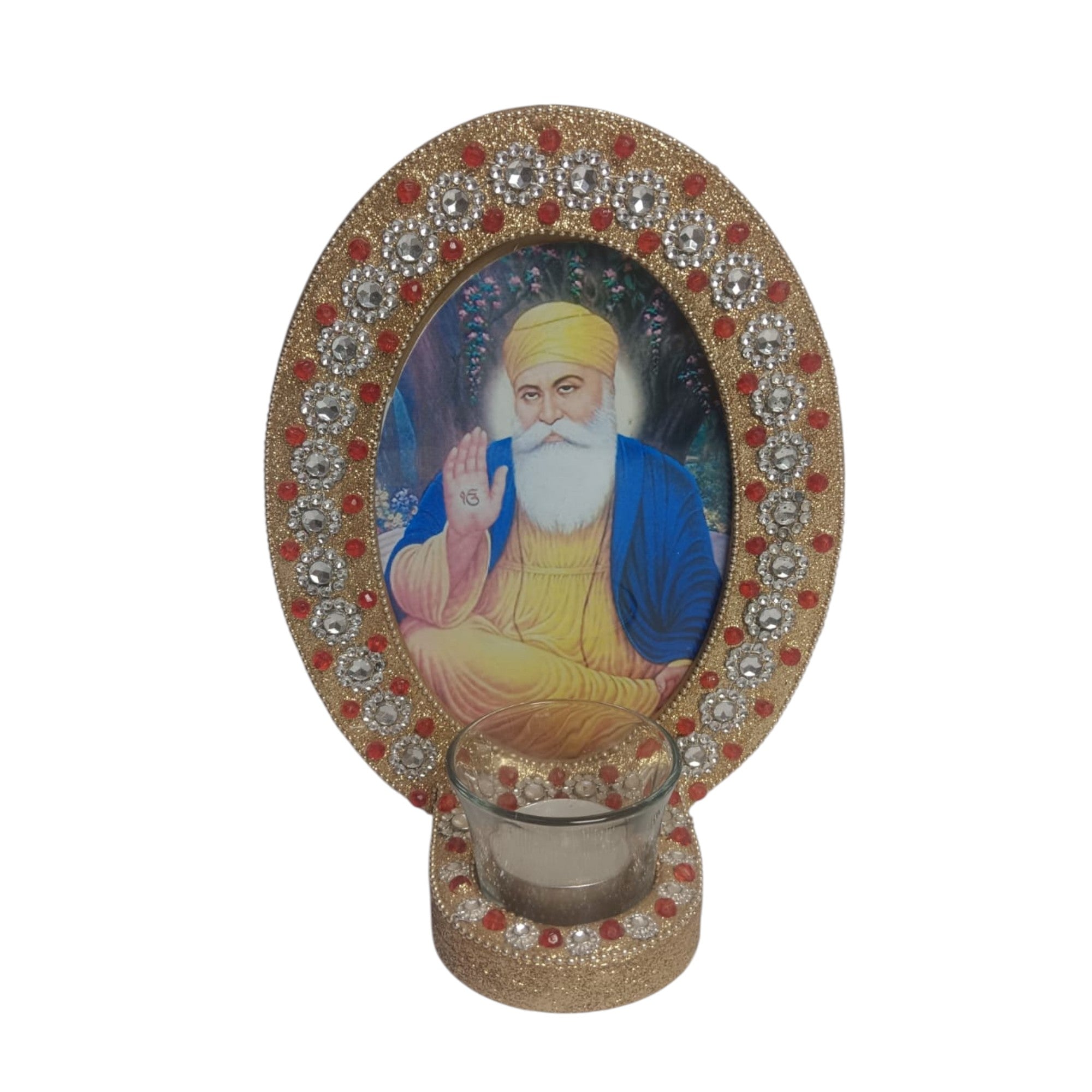 Guru Nanak Ji Picture Frame with Tealight for Blessings