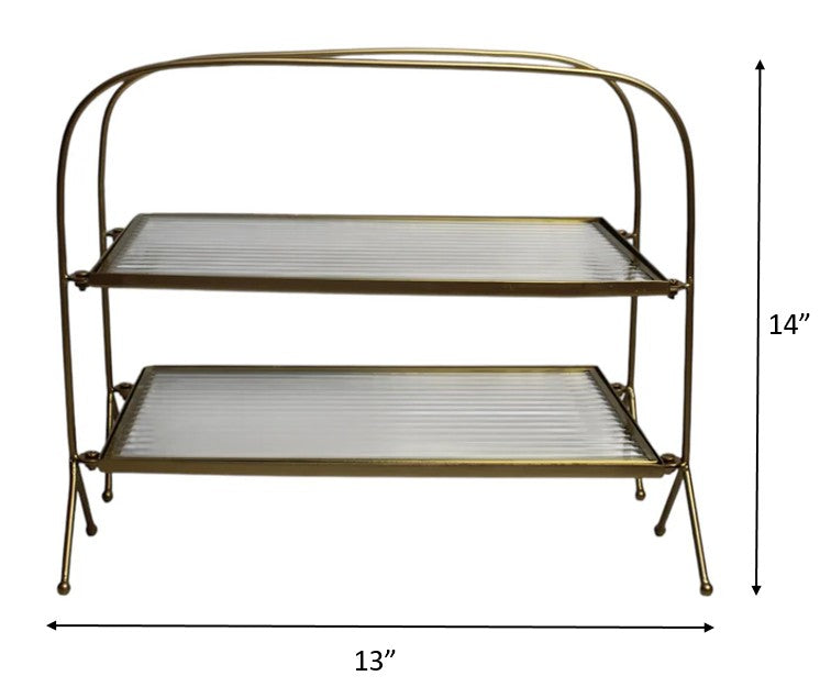 Premium Metal Double Tray, Double Holder Serving Food Platter Serving