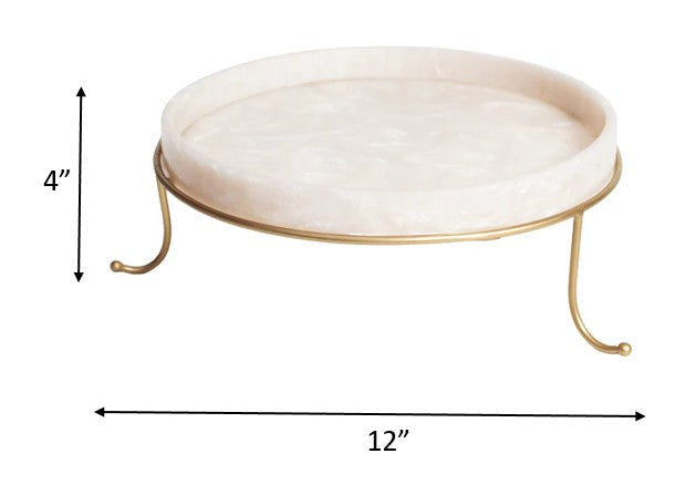 Metal Serving Food Platter with Dark Ivory Tray