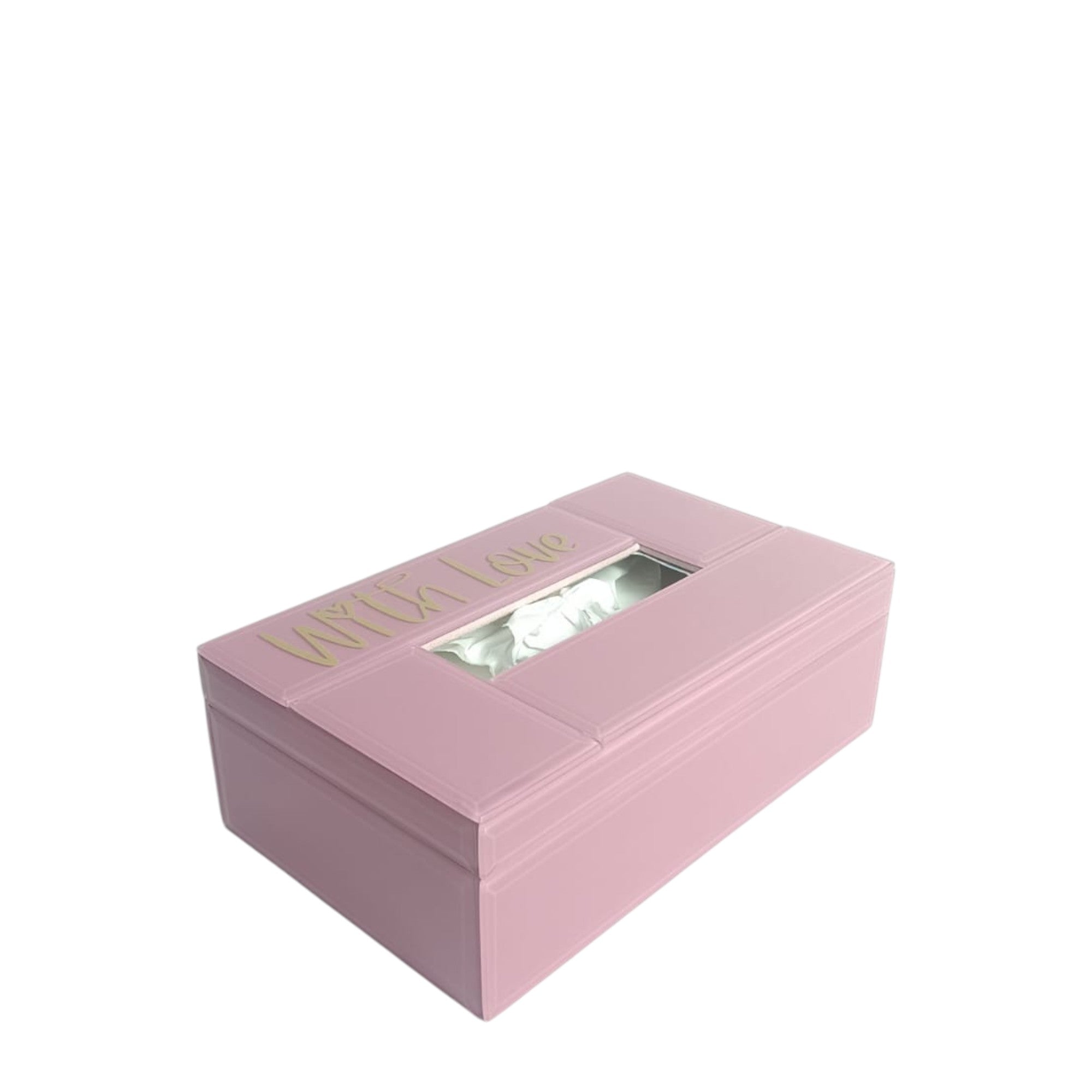 Elegant Pink "With Love" Tissue Box Holder for Valentine