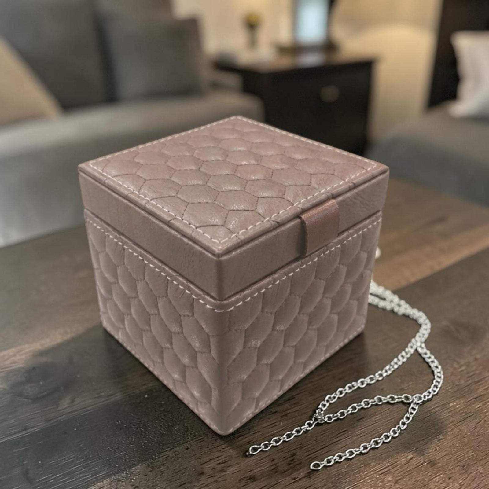 square box with glass on lid brown colour multipurpose utility box