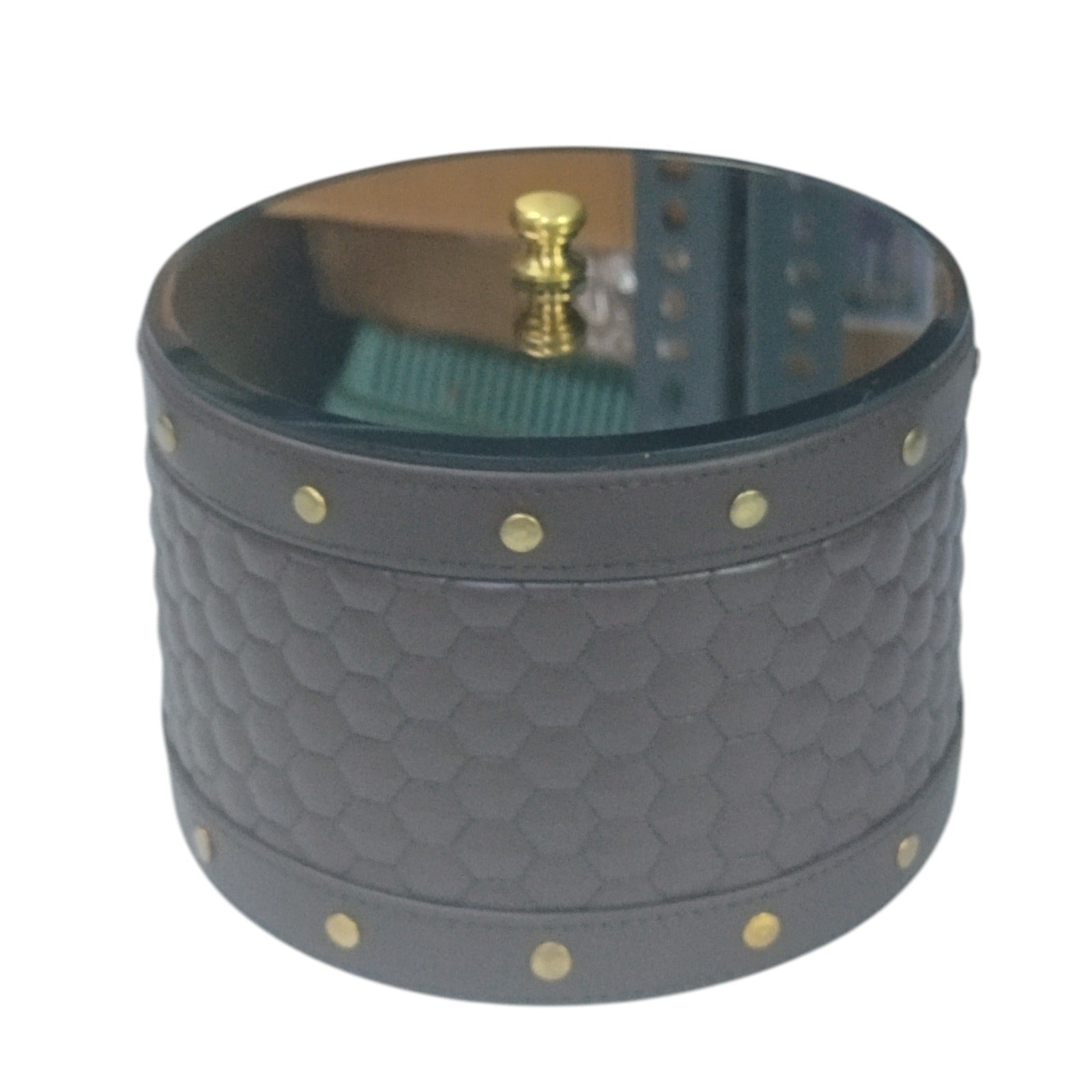 Studded Round Quilted Storage Box