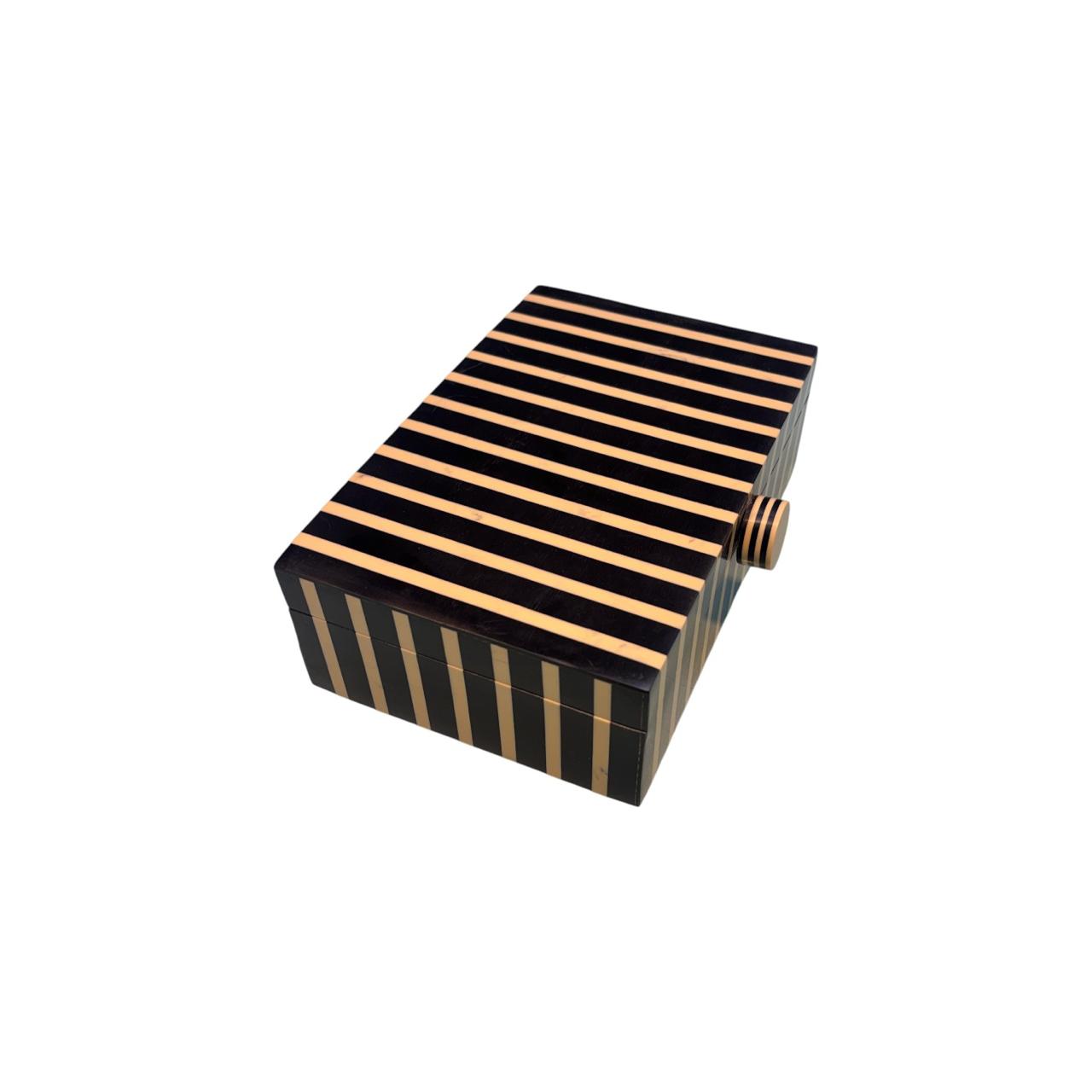  Art Deco Striped Inlay Keepsake Box 