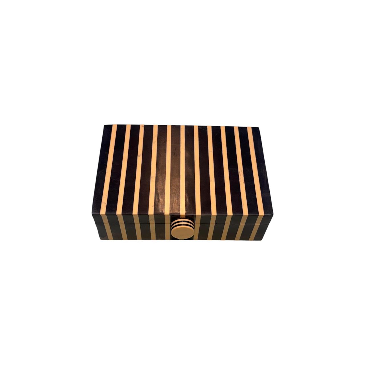 Art Deco Striped Inlay Keepsake Box