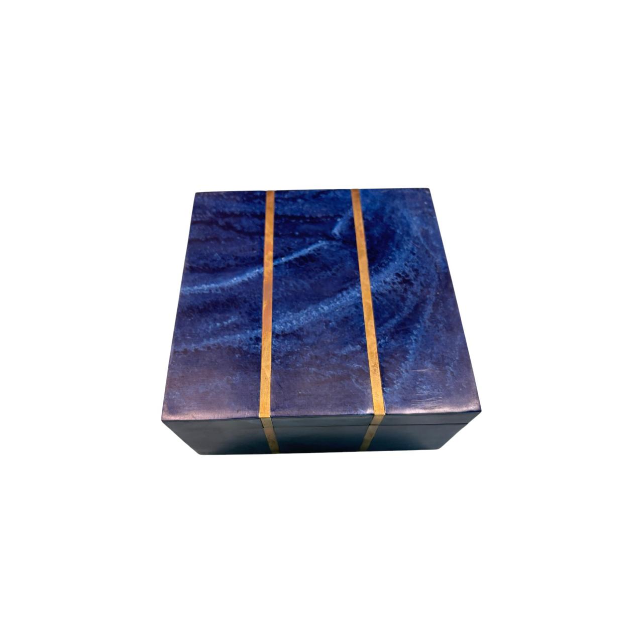 Blue Marble & Gold Jewellery Box