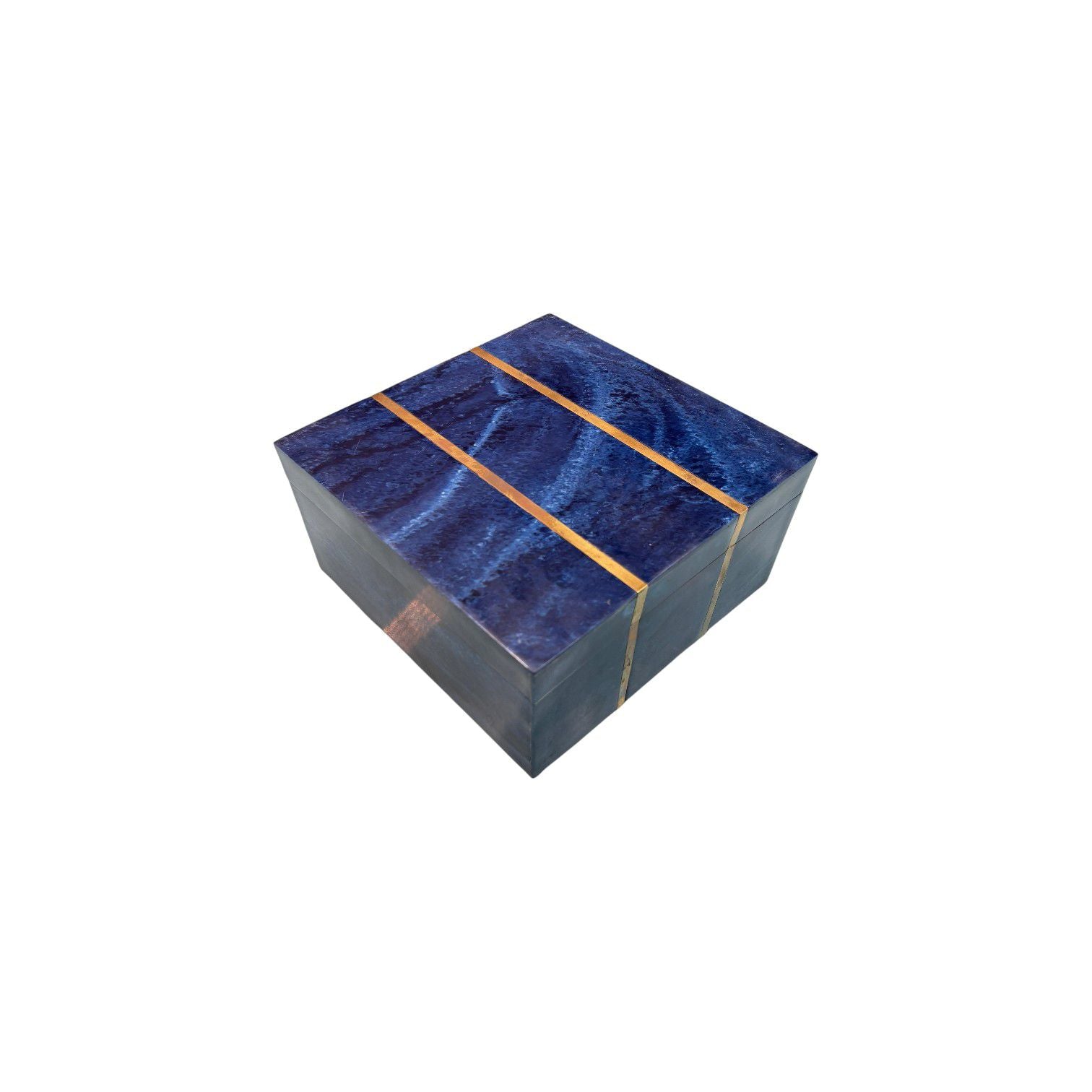 Blue Marble & Gold Jewellery Box