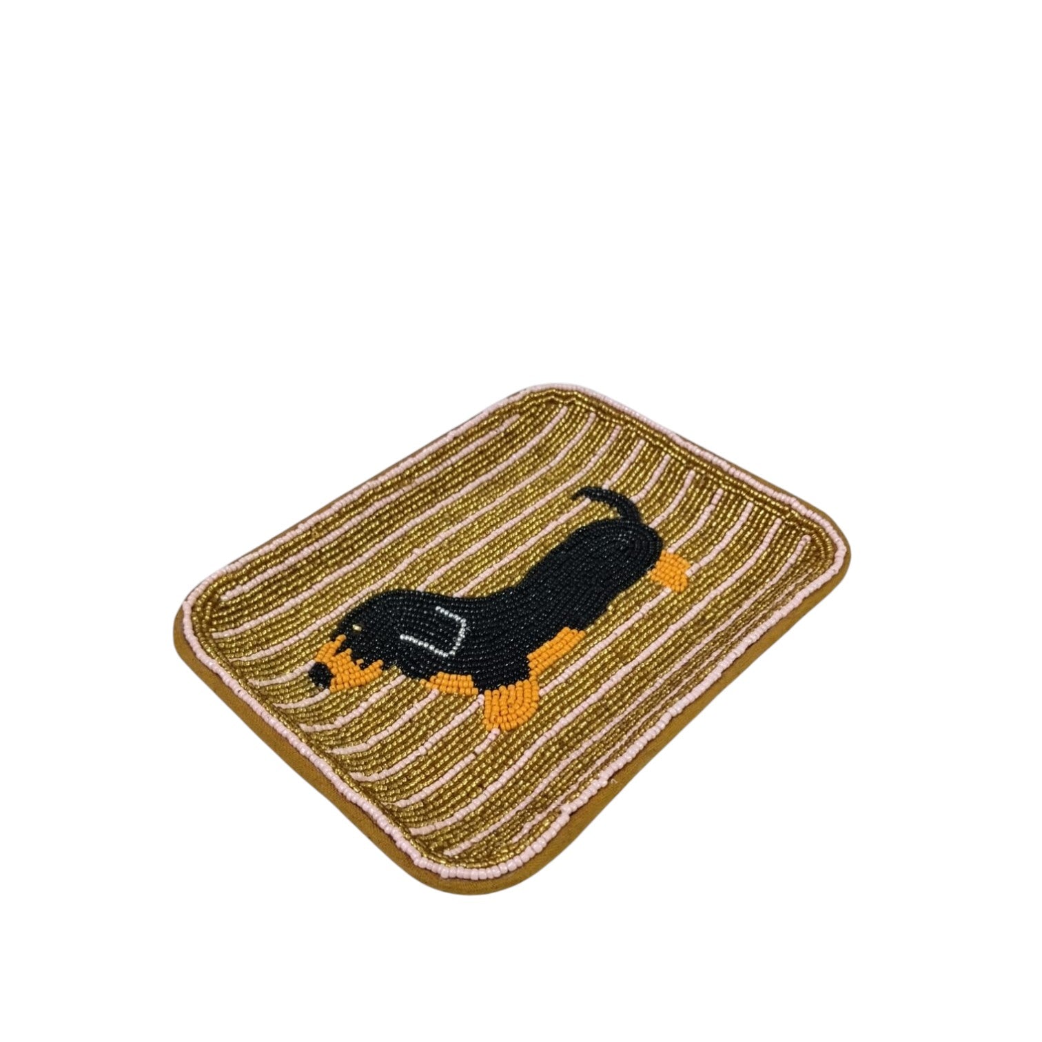 Hand-Beaded Dog Design Trinket Tray