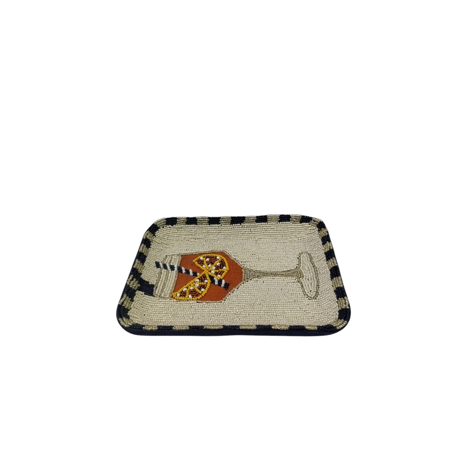 Hand-Beaded Floral Design Trinket Tray