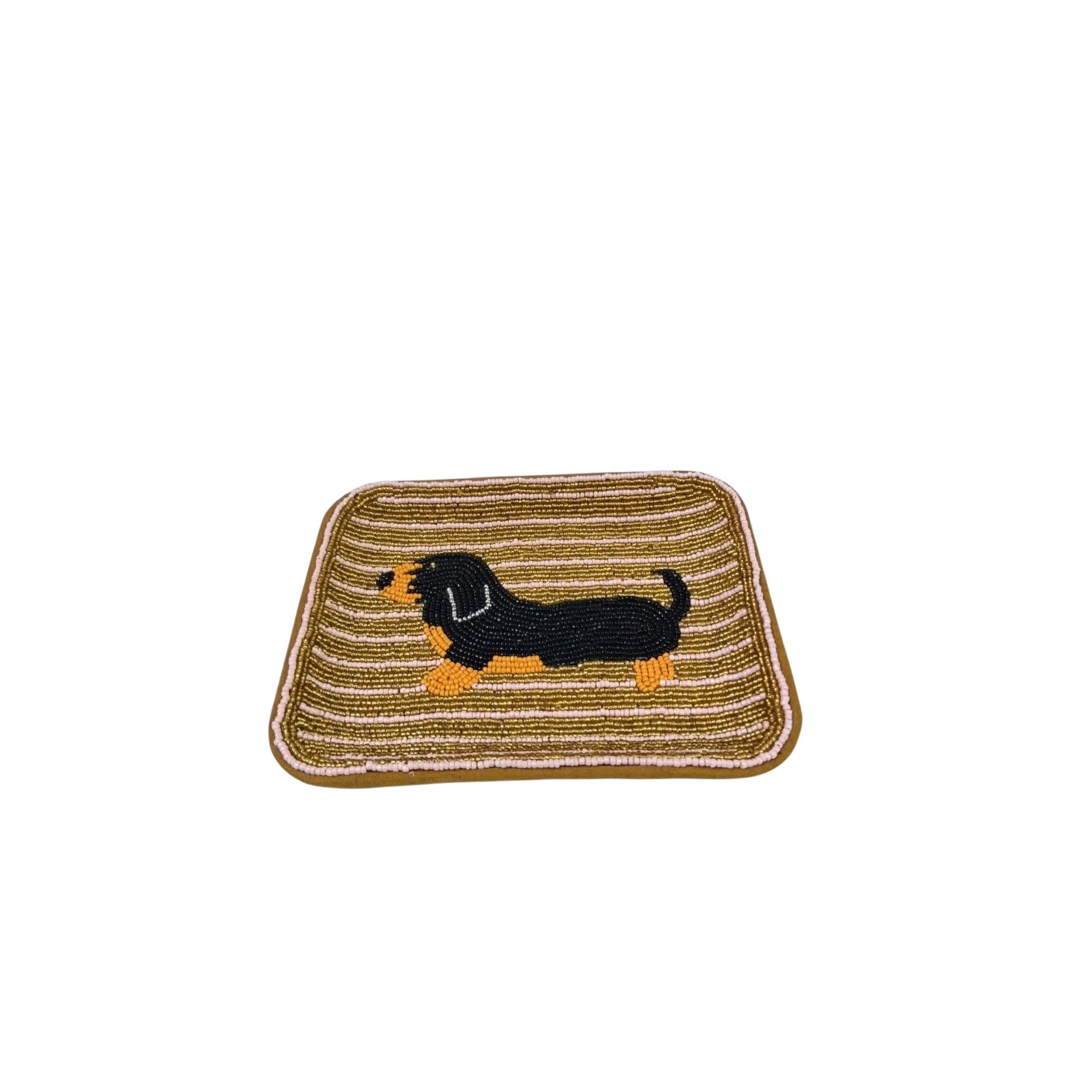 Hand-Beaded Dog Design Trinket Tray