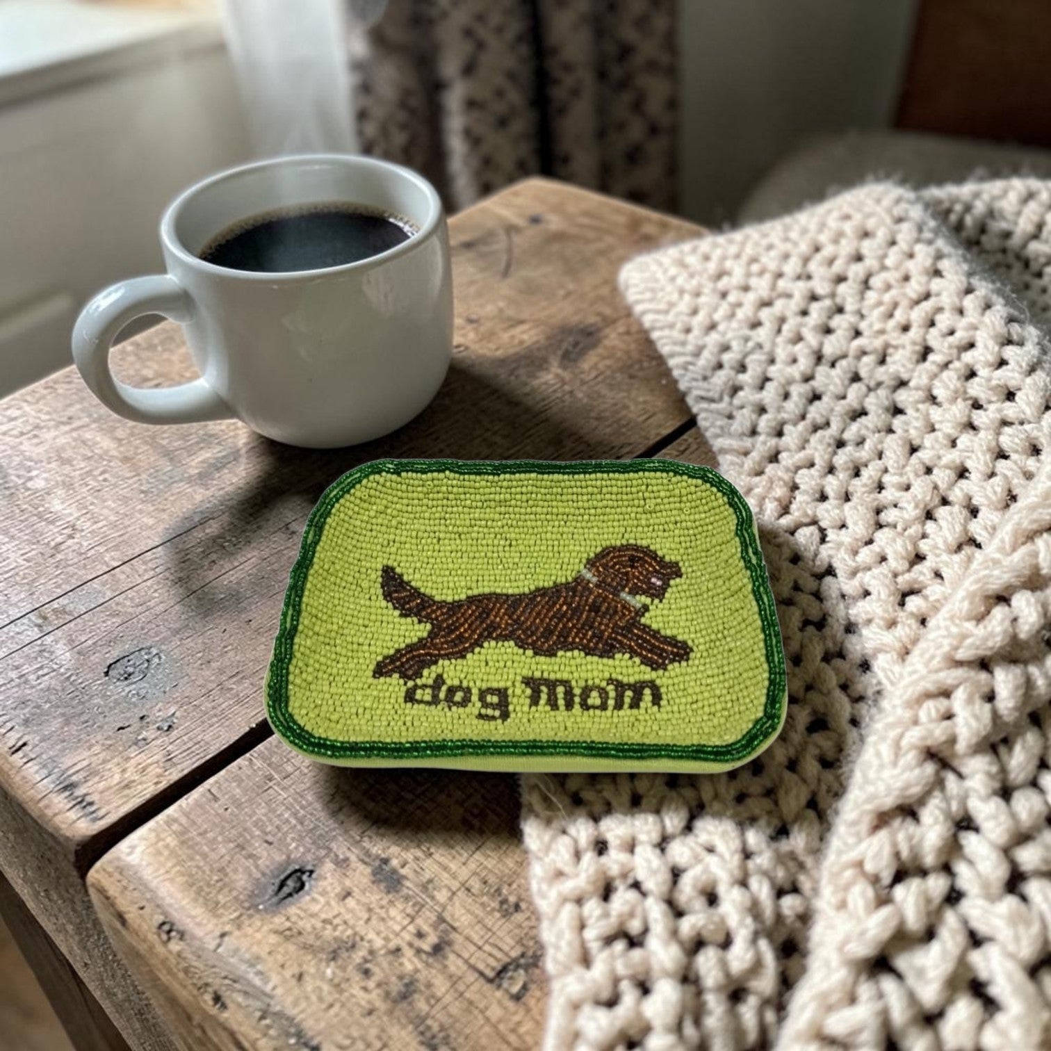 Hand-Beaded Dog Motif Trinket Tray