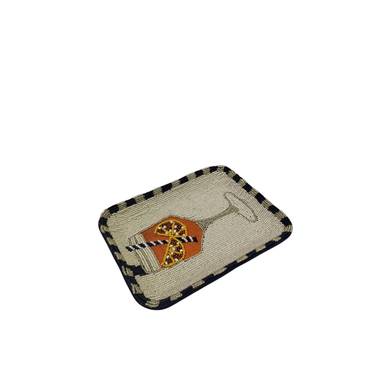 Hand-Beaded Floral Design Trinket Tray